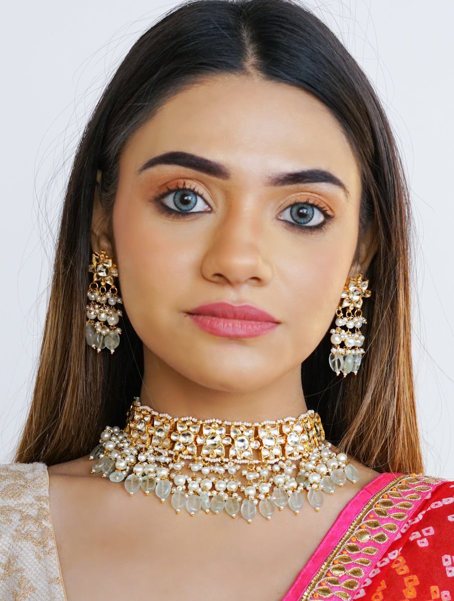 Mint green Kundan Choker set