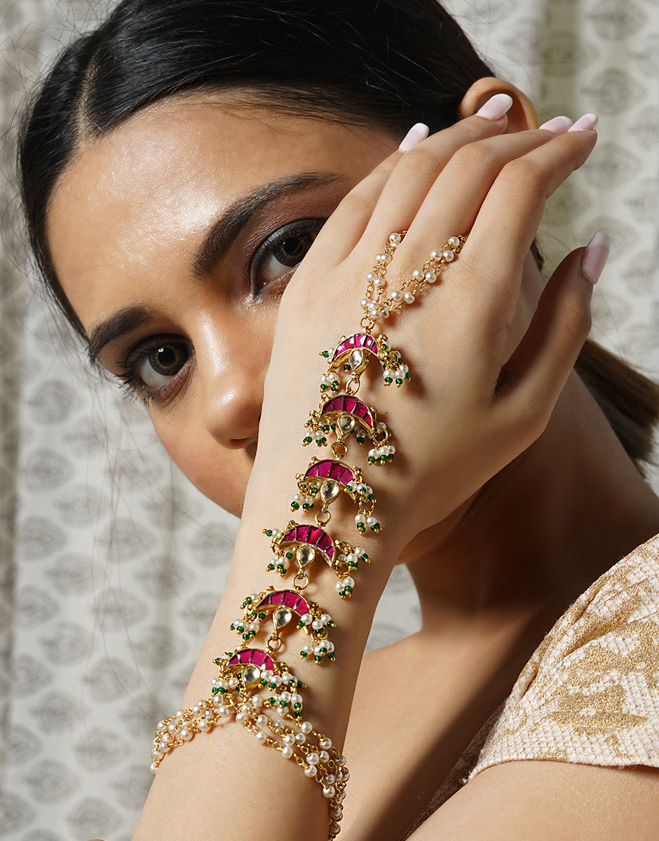 Gold Plated Pink Hathphool