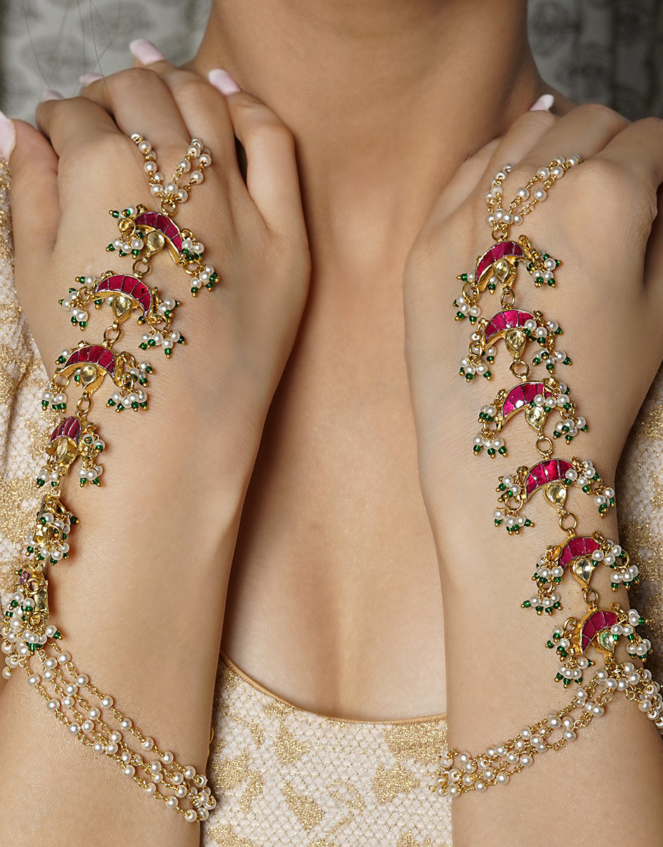 Gold Plated Pink Hathphool