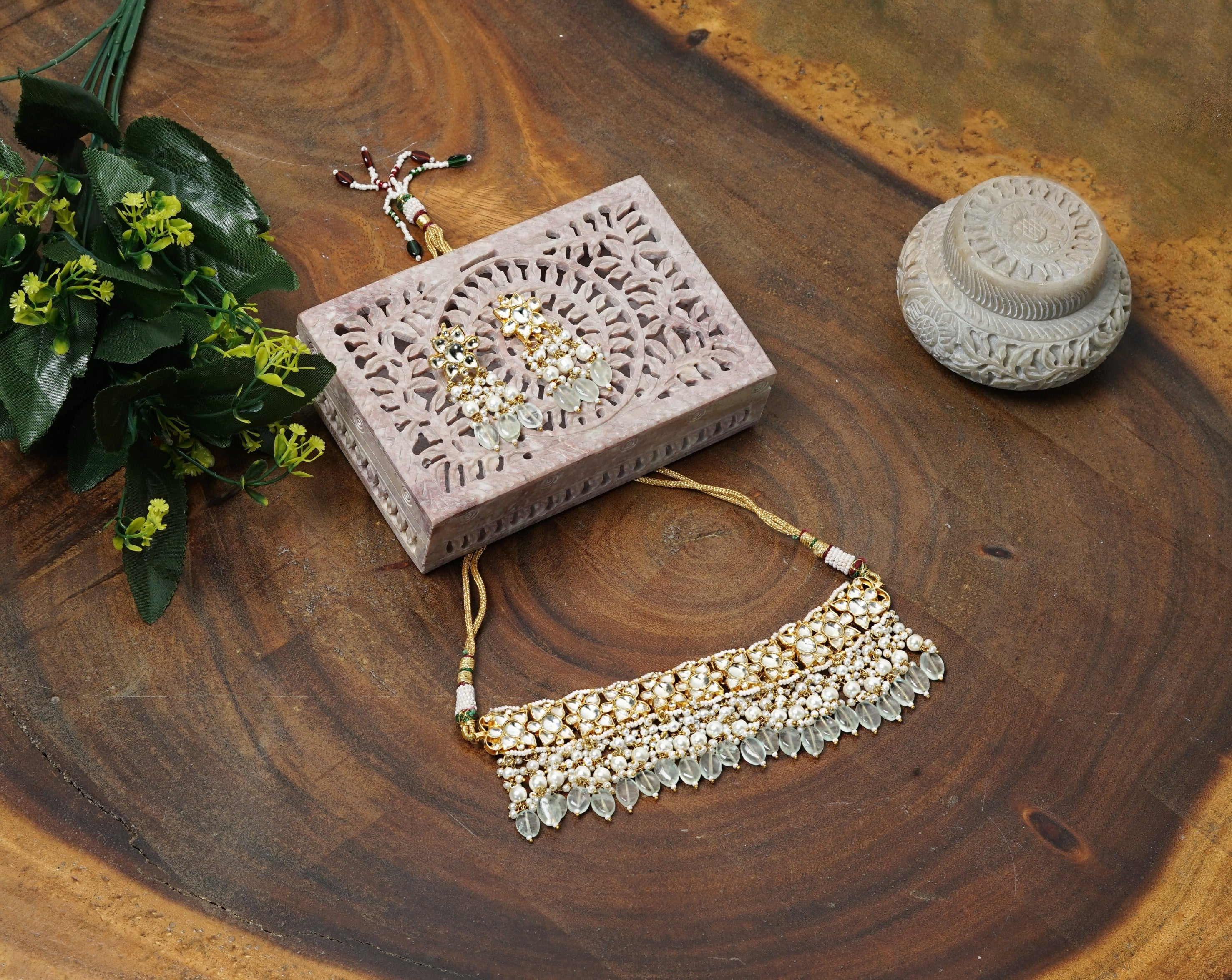 Mint green Kundan Choker set