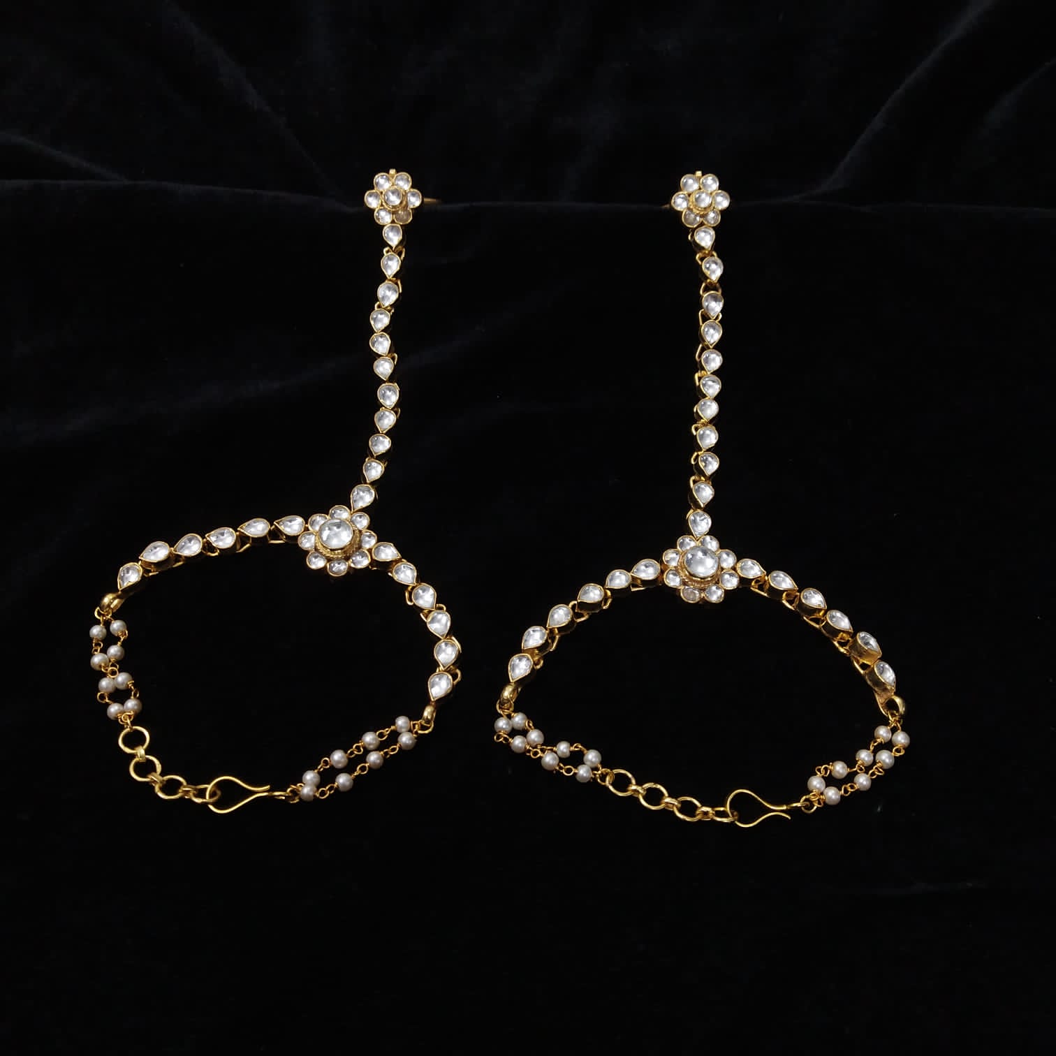 Gold Plated Kundan Hathphool