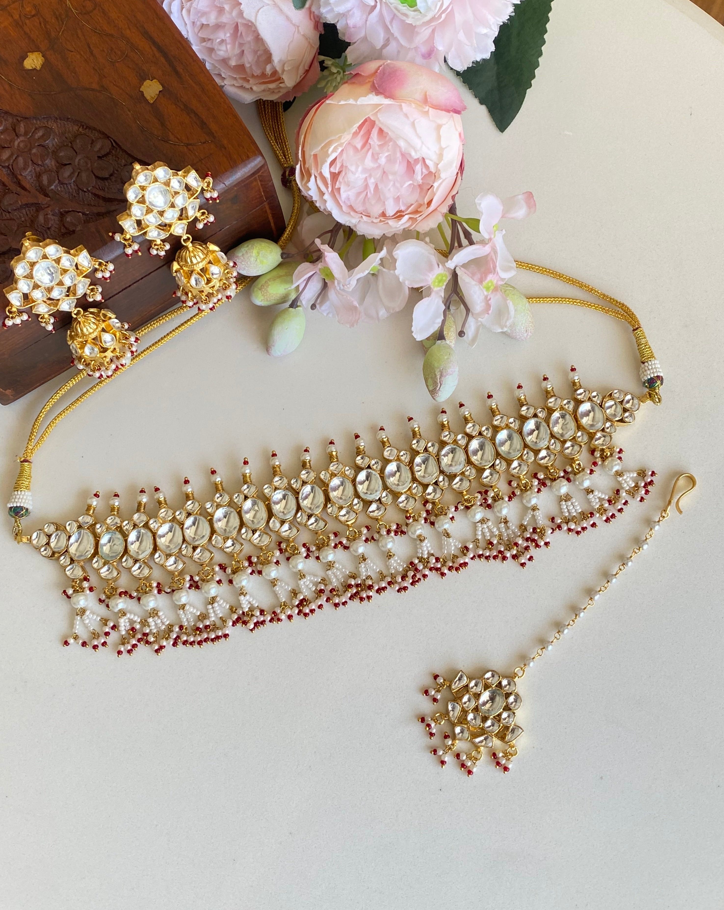 Kundan Gold plated necklace with Jhumka