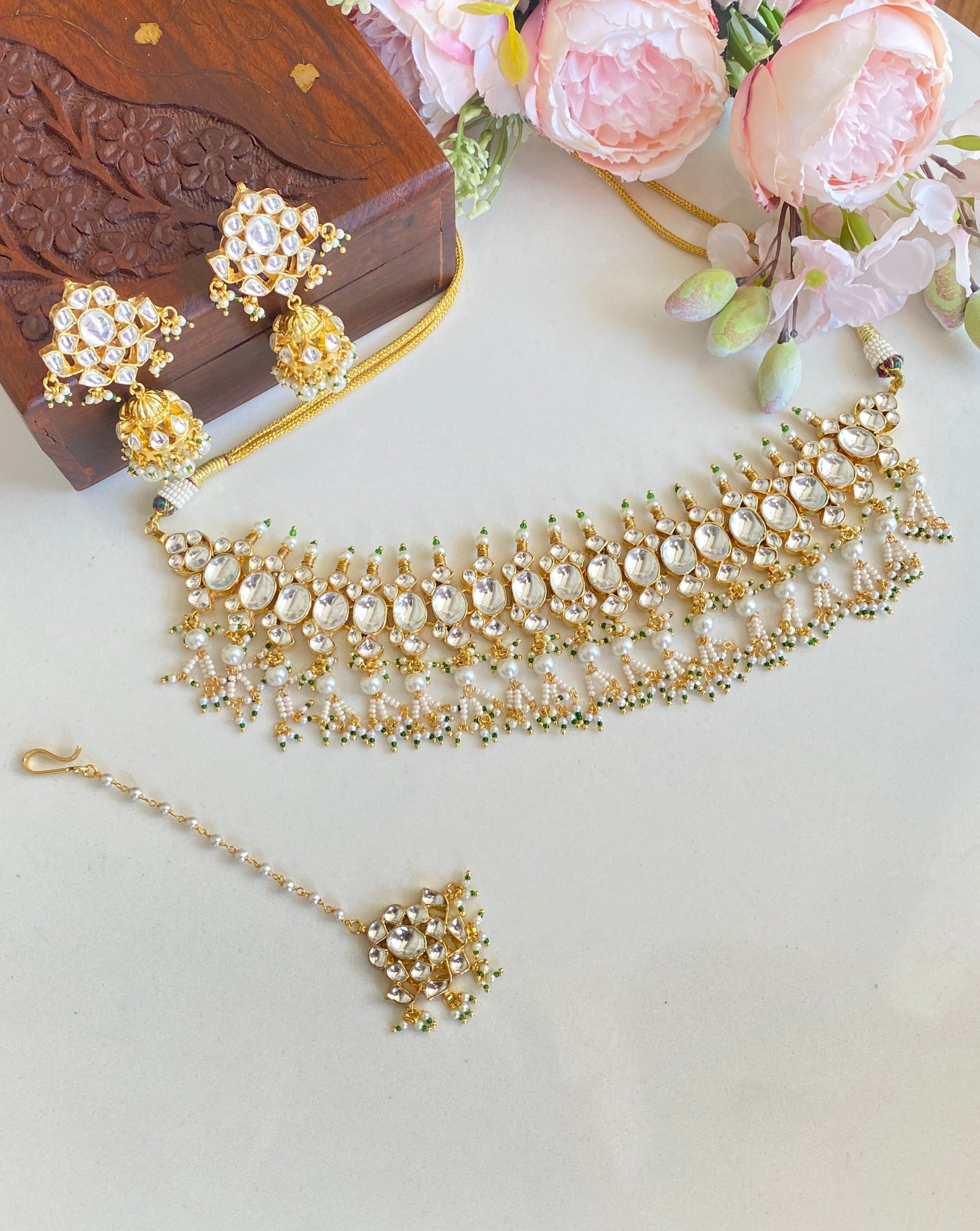 Kundan Gold plated necklace with Jhumka