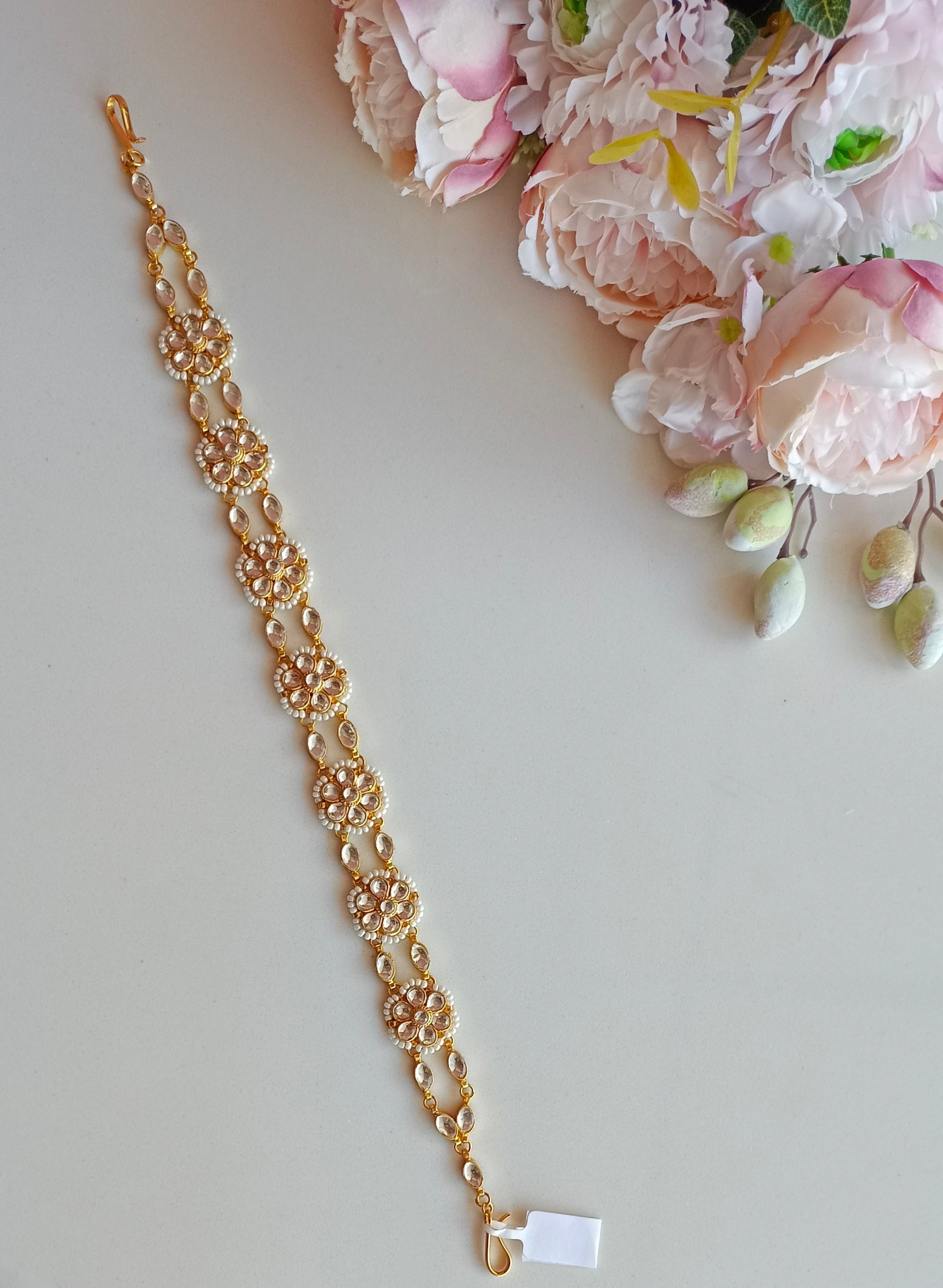 Floral Gold plated Kundan Sheeshphool