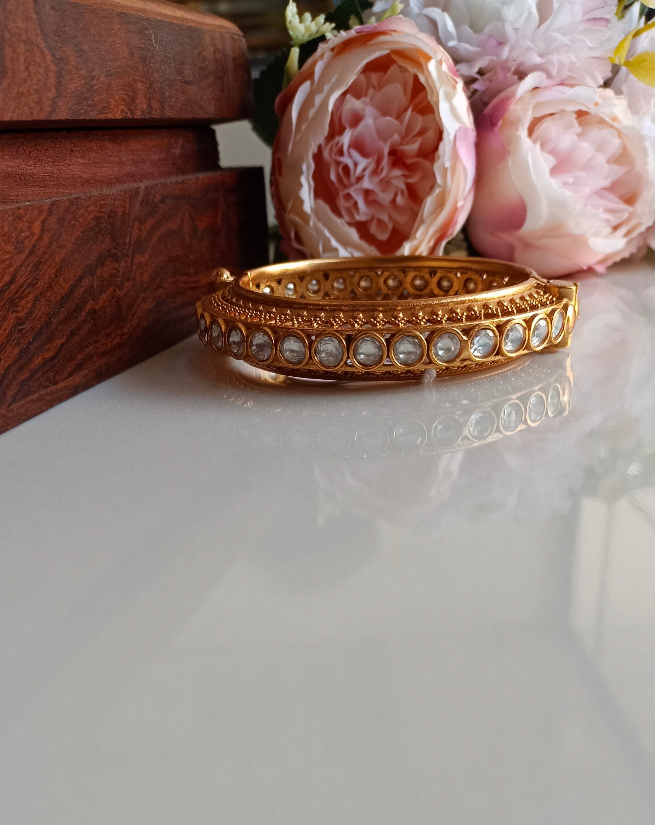 Gold Plated Kundan Kada