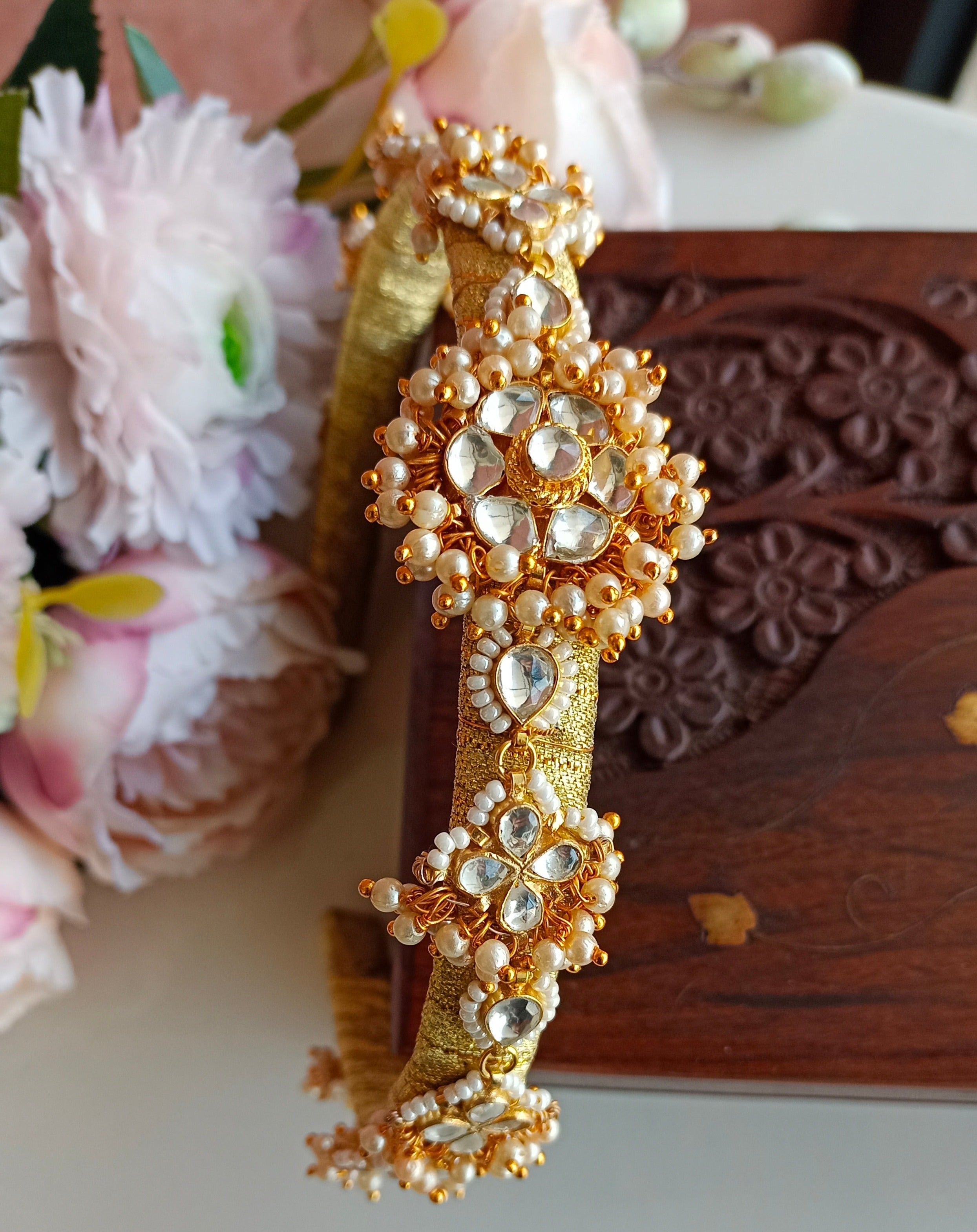 Gold Plated Kundan Hairband
