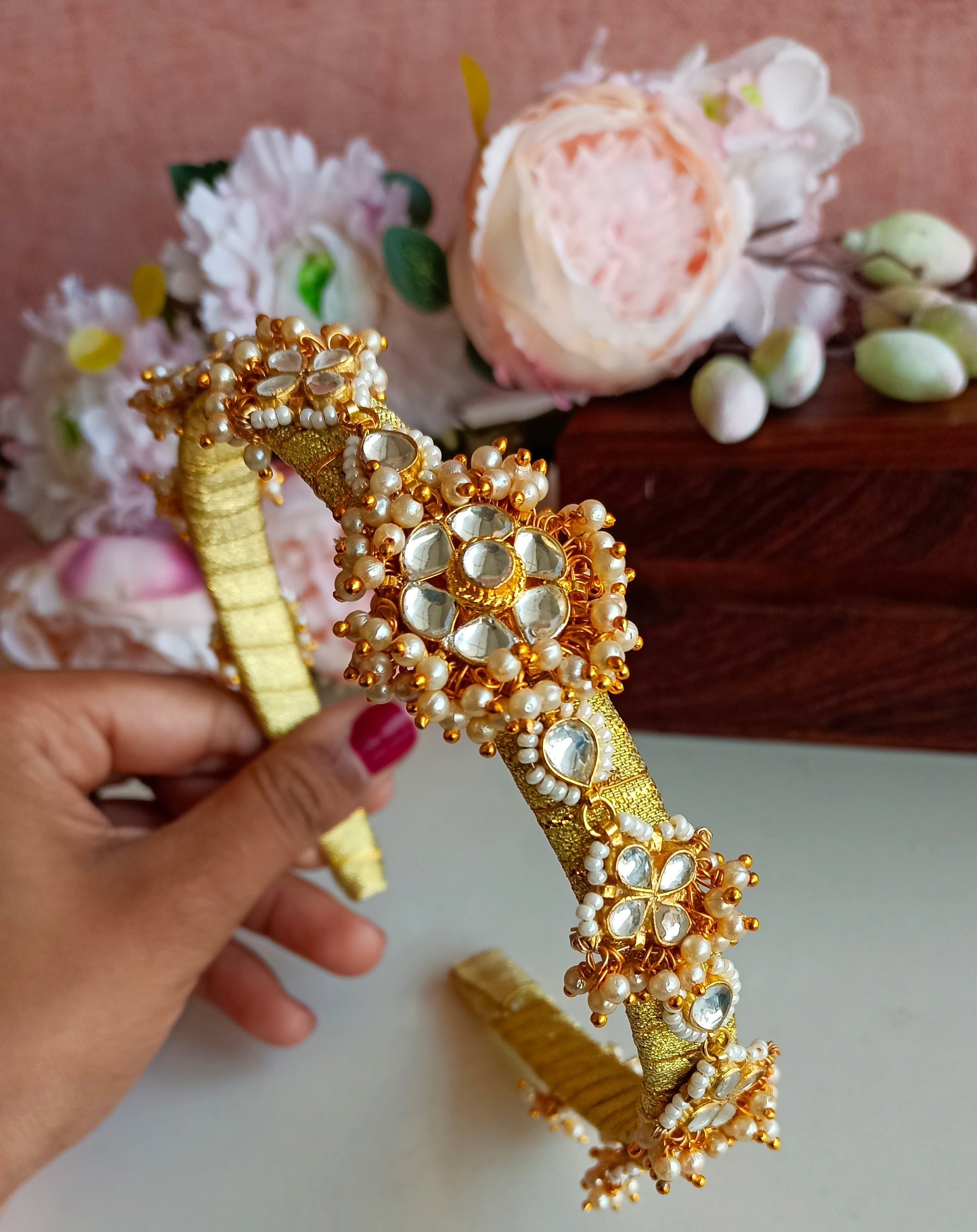Gold Plated Kundan Hairband