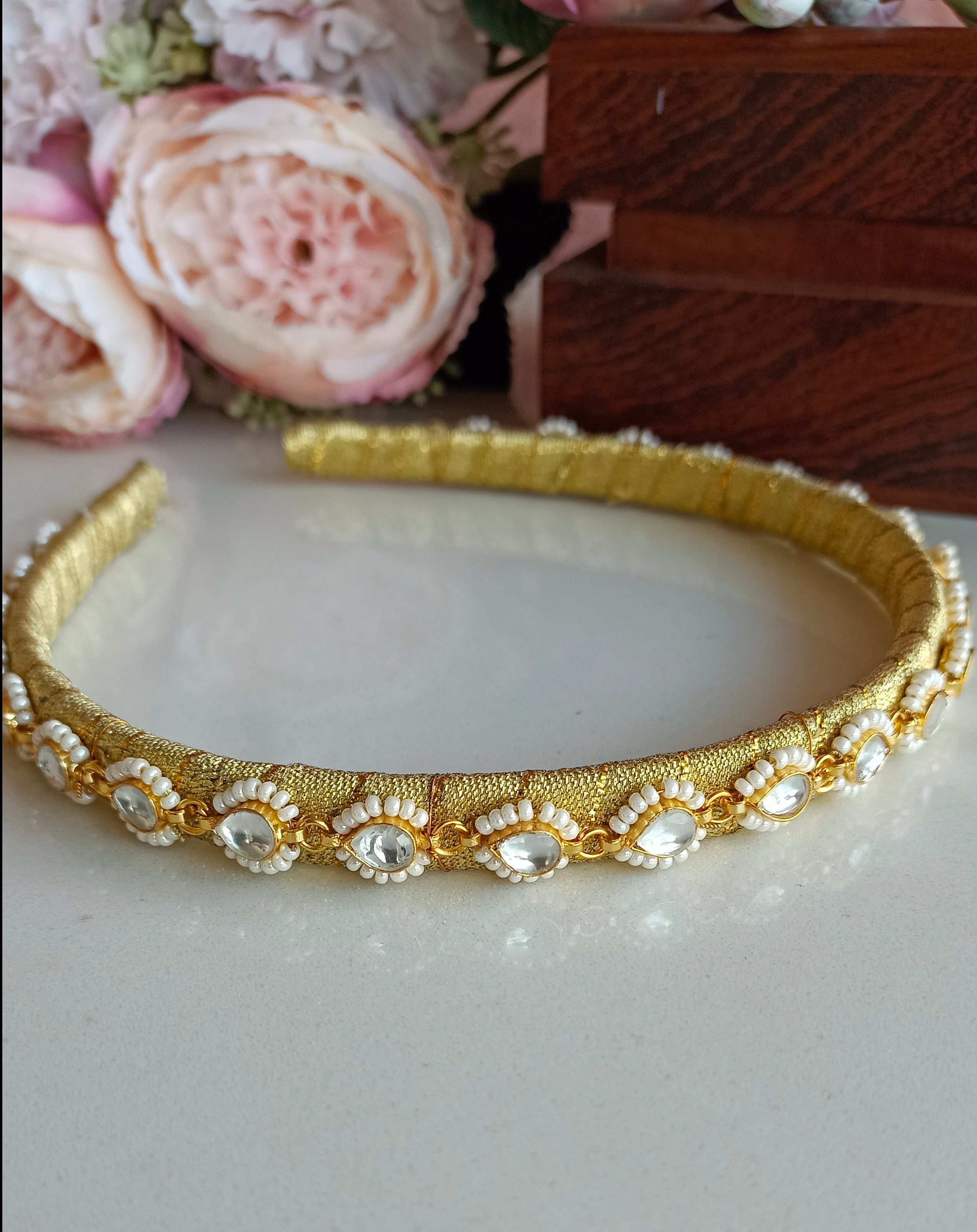 Gold Plated Kundan Hairband