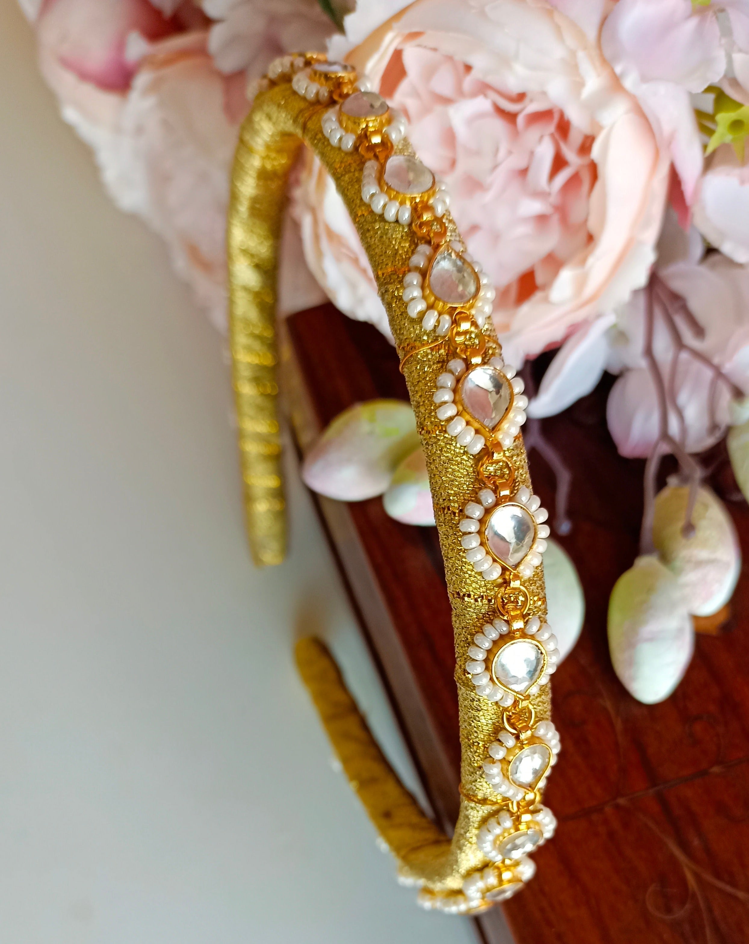 Gold Plated Kundan Hairband