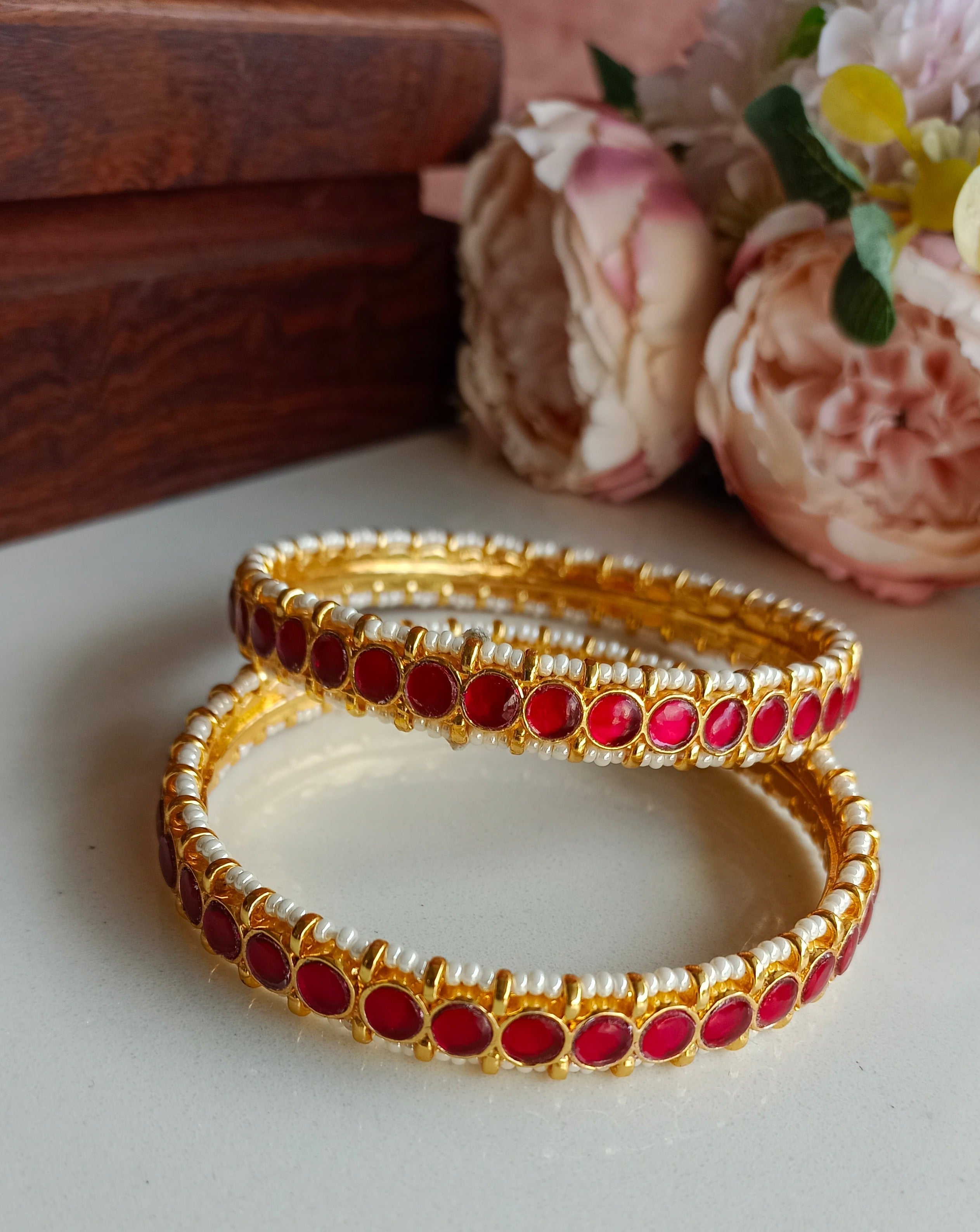 Pink Kundan Bangles