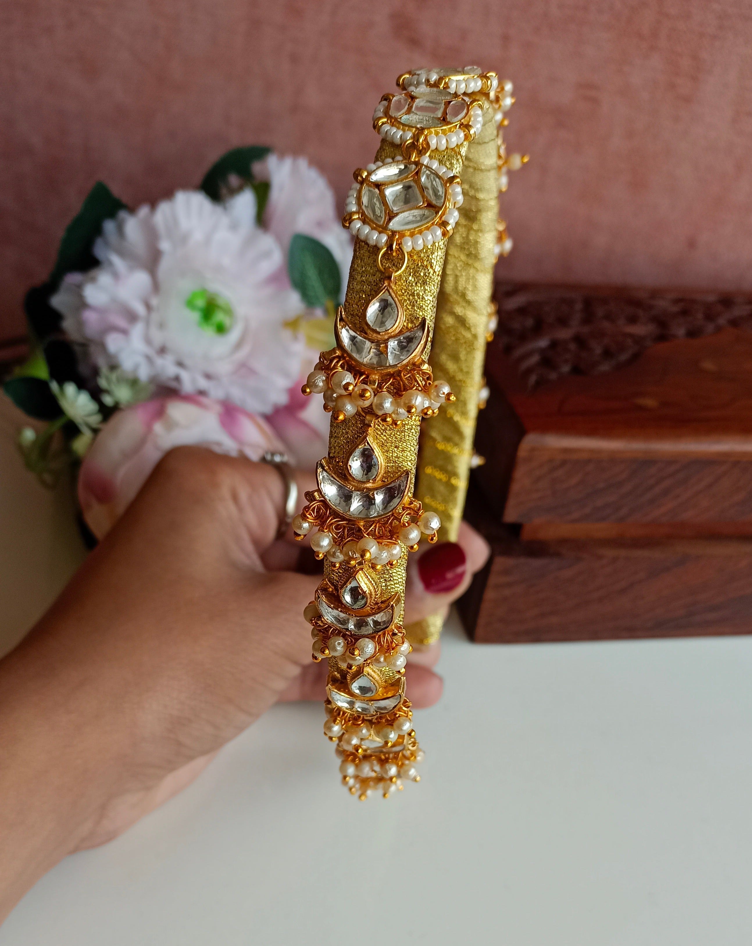 Gold Plated Kundan Hairband