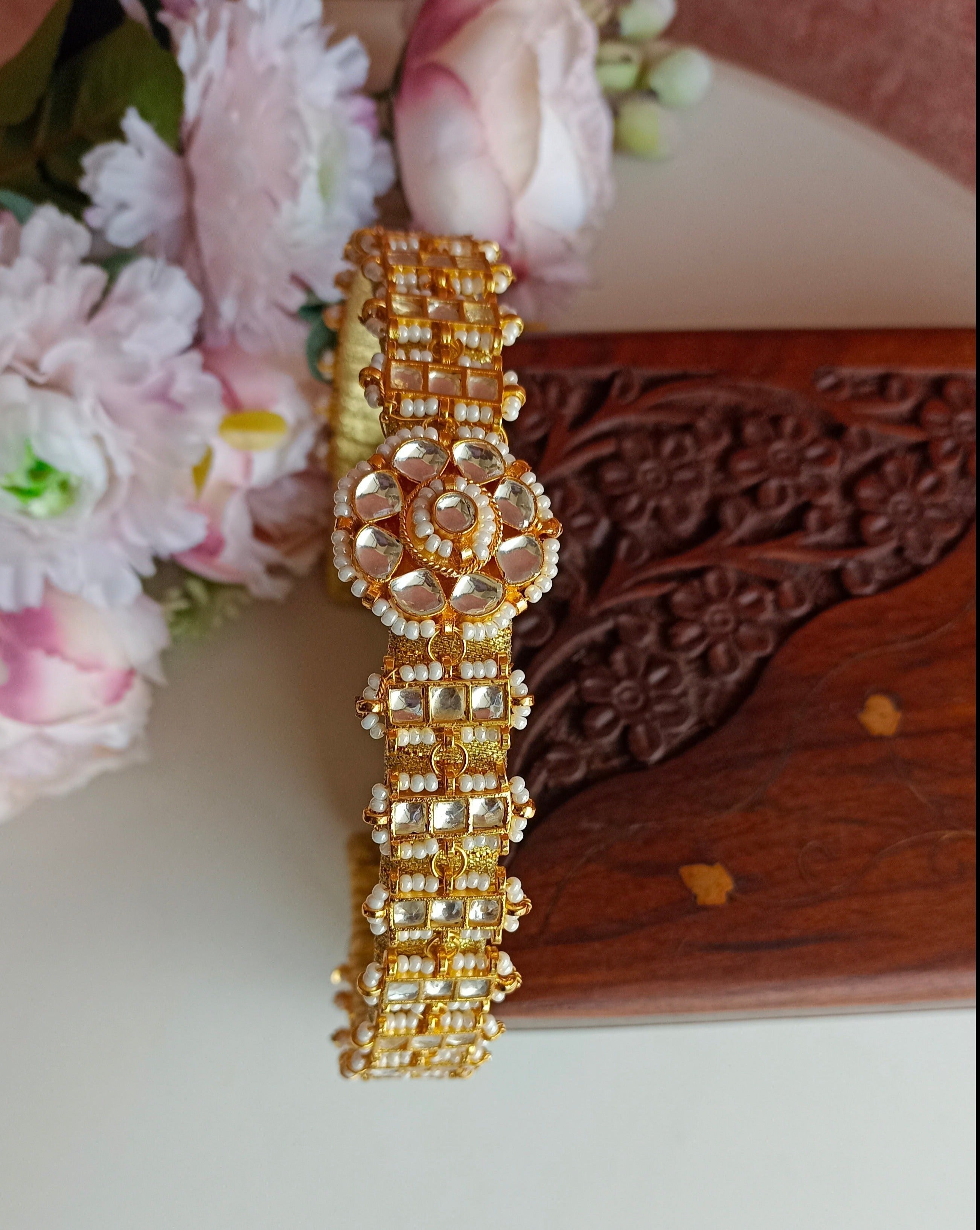 Gold Plated Kundan Hairband