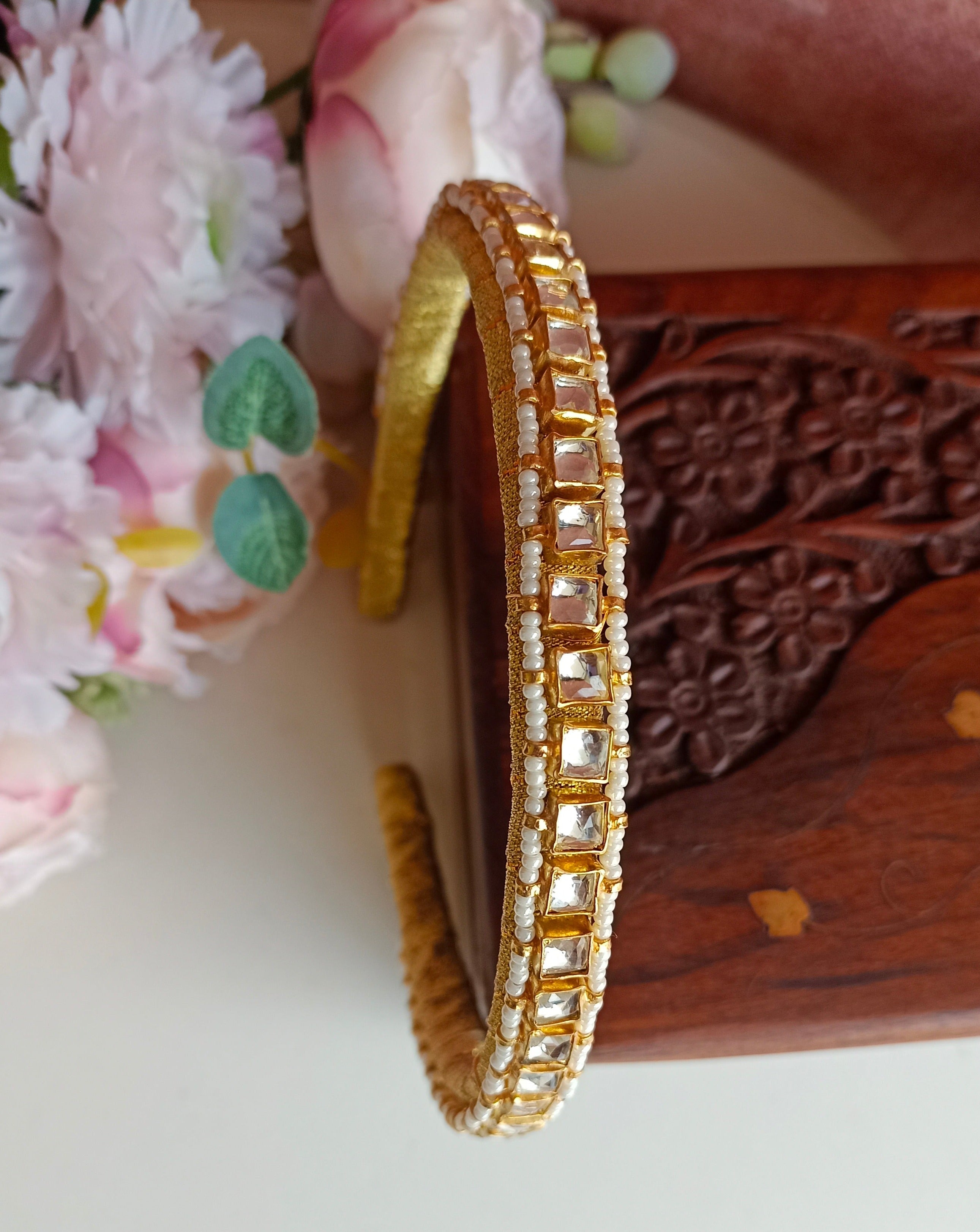 Gold Plated Kundan Hairband