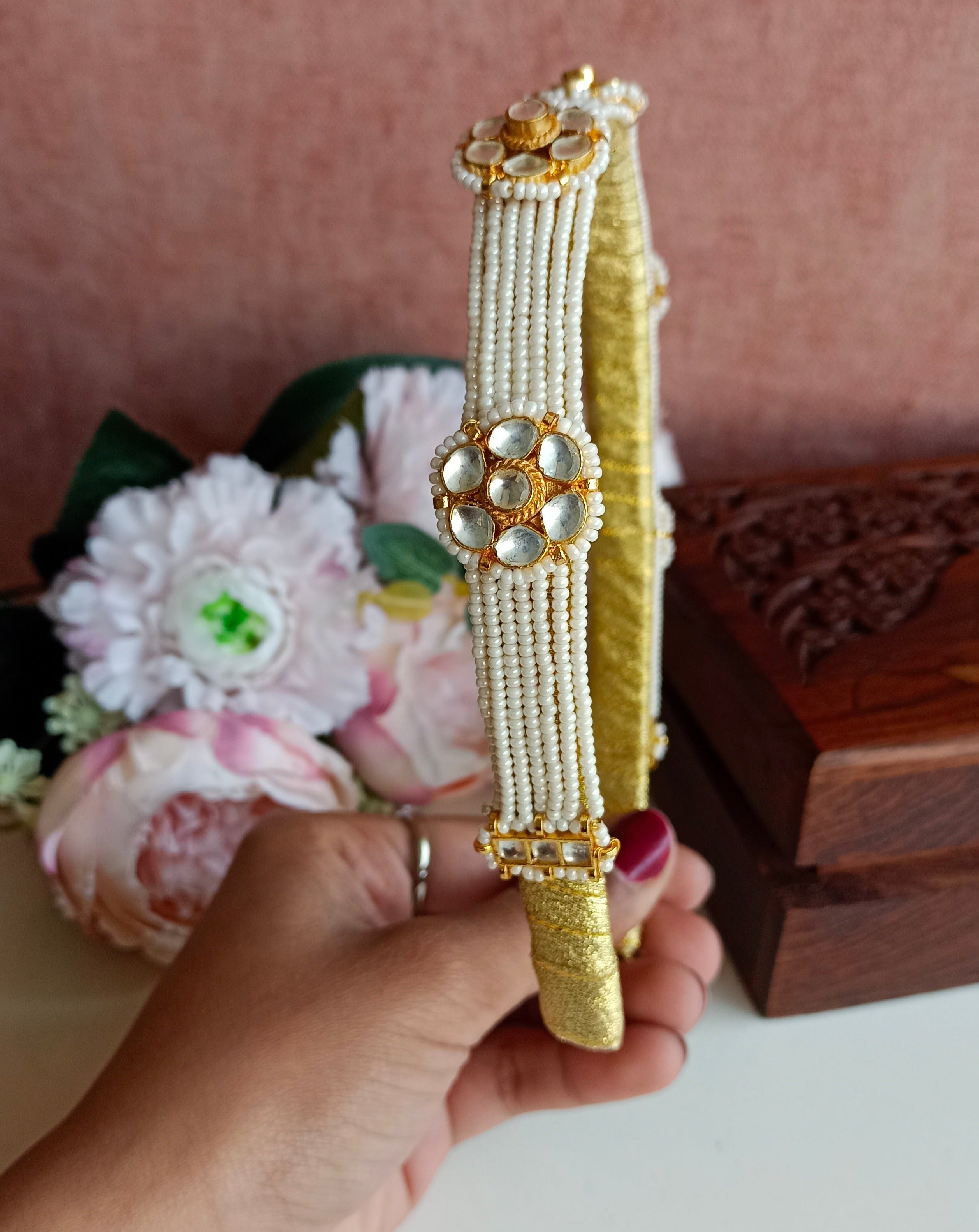 Gold Plated Kundan Hairband