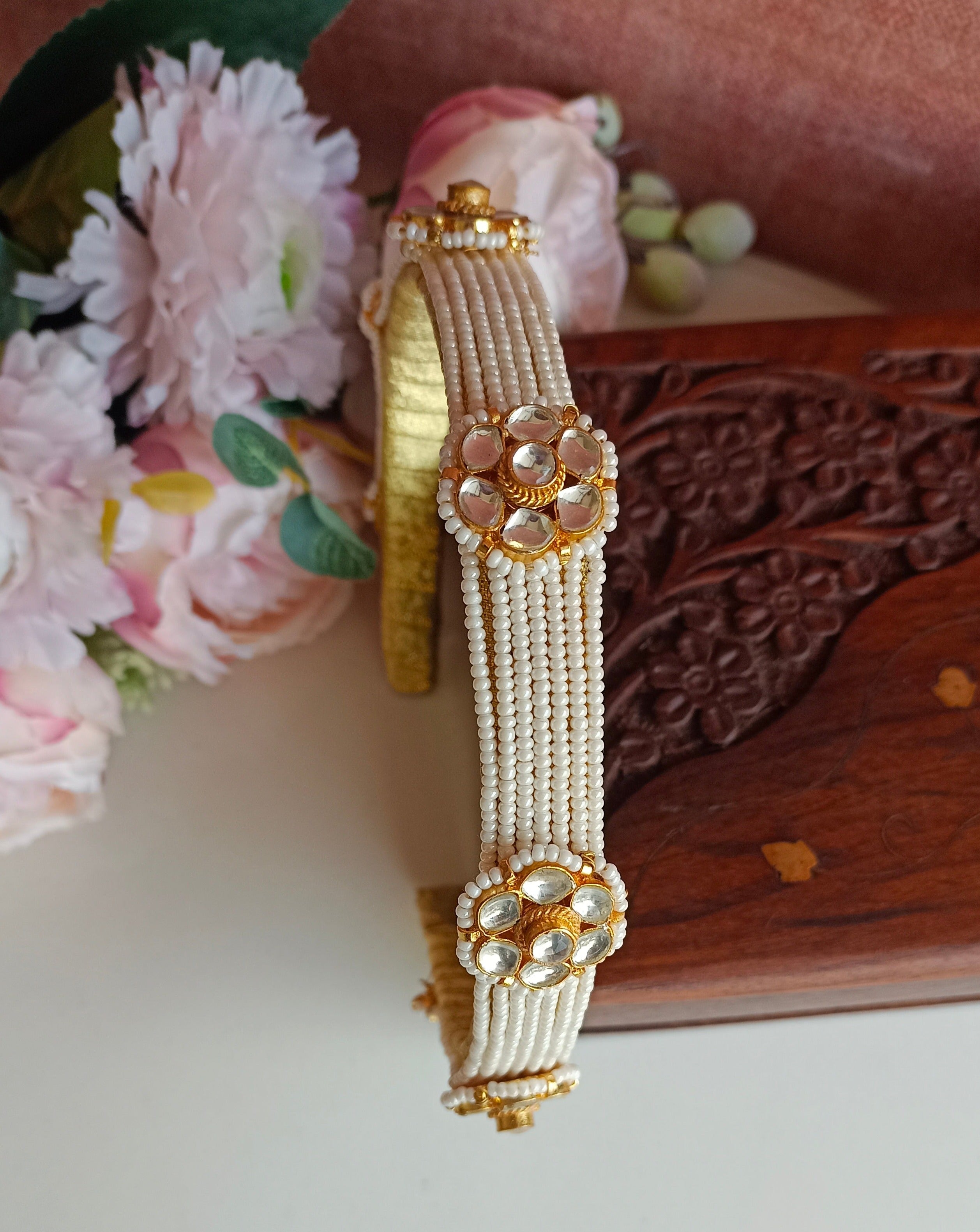 Gold Plated Kundan Hairband