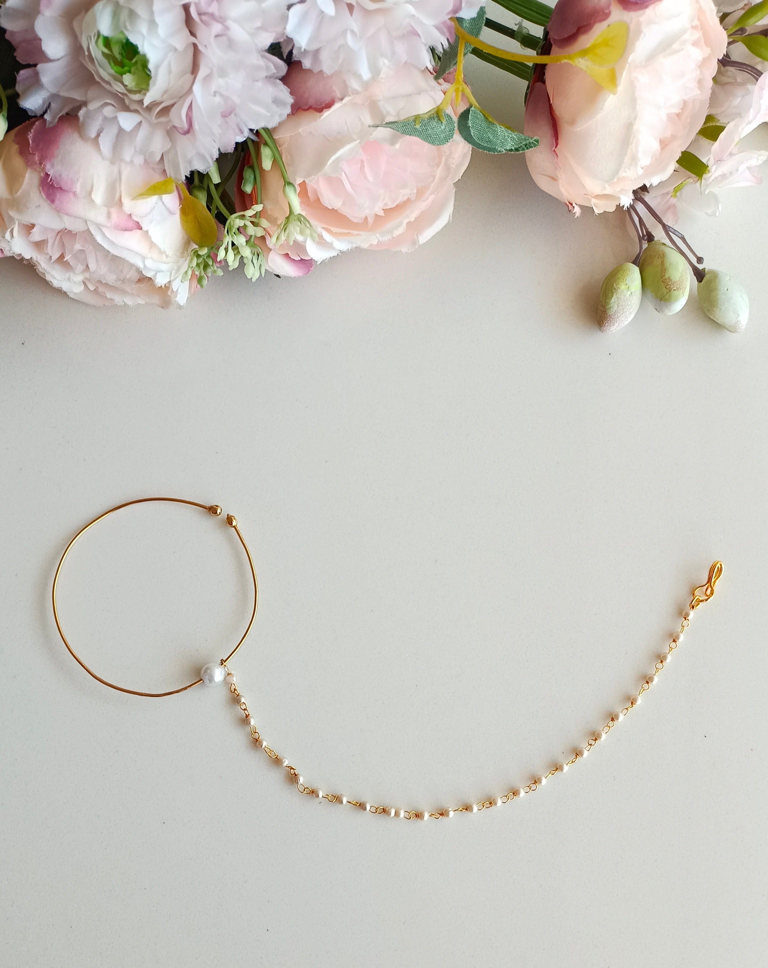 Gold Plated Pearl Nose Ring