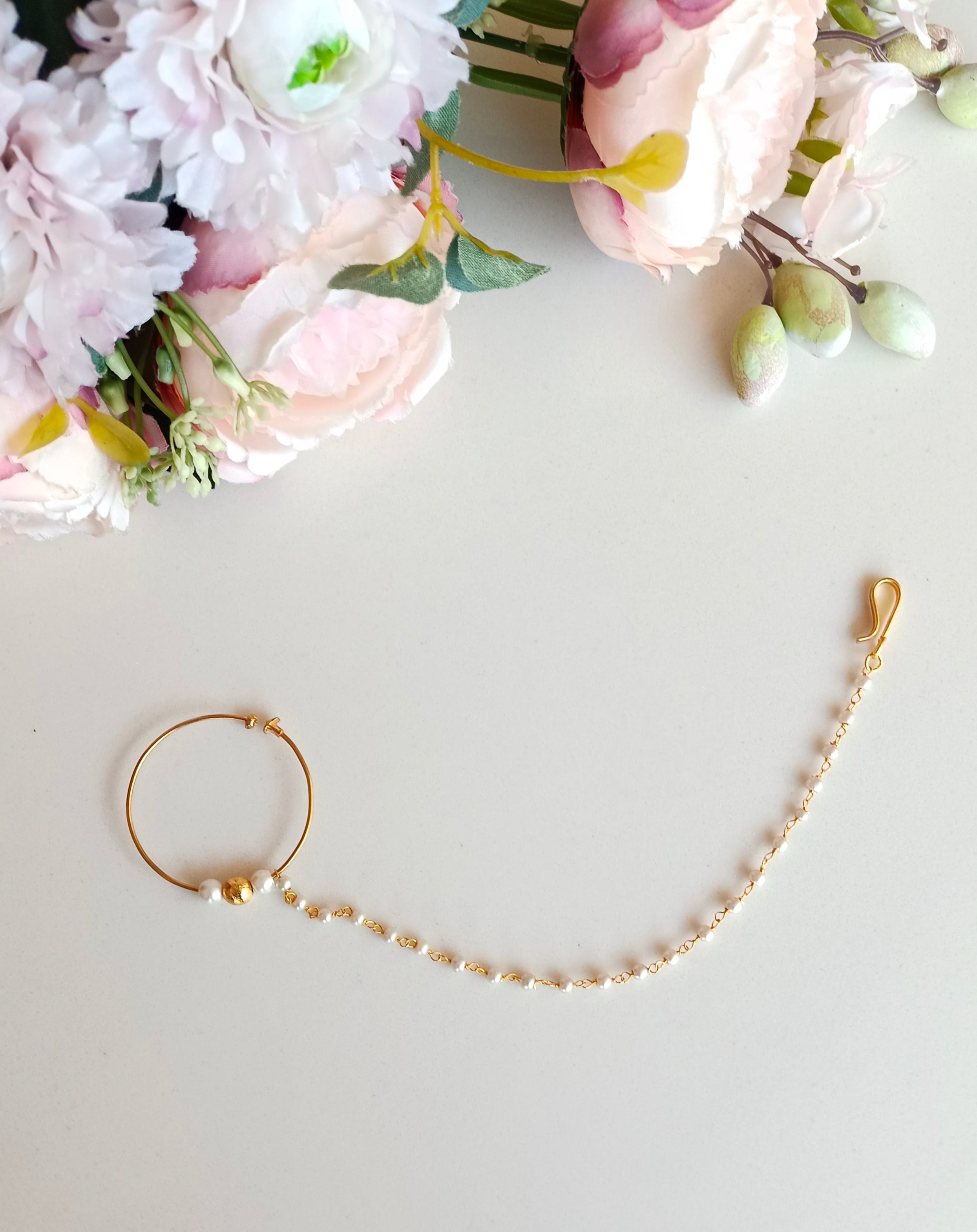Gold Plated Pearl nose ring