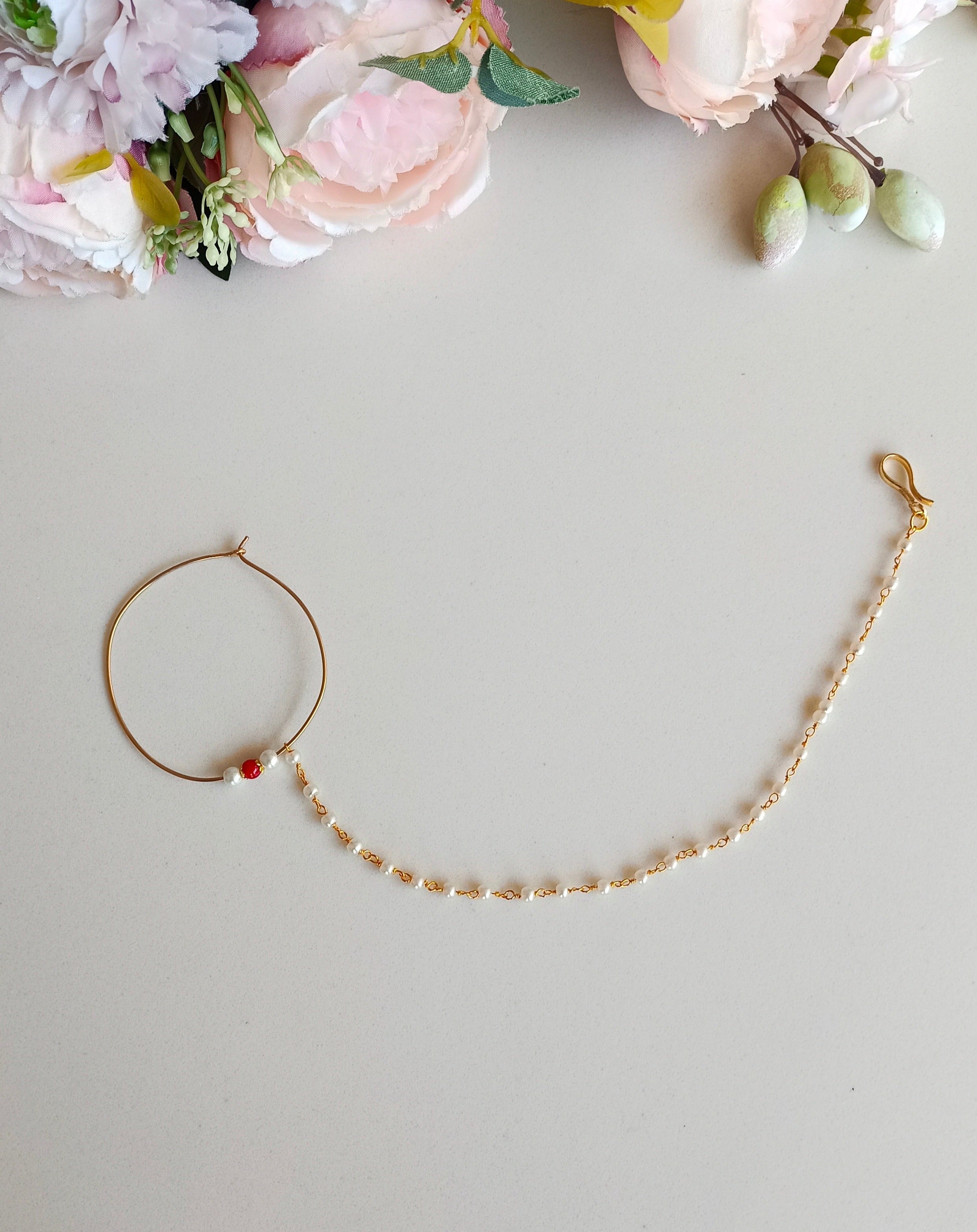Gold plated Red nosering (Pierced nose)