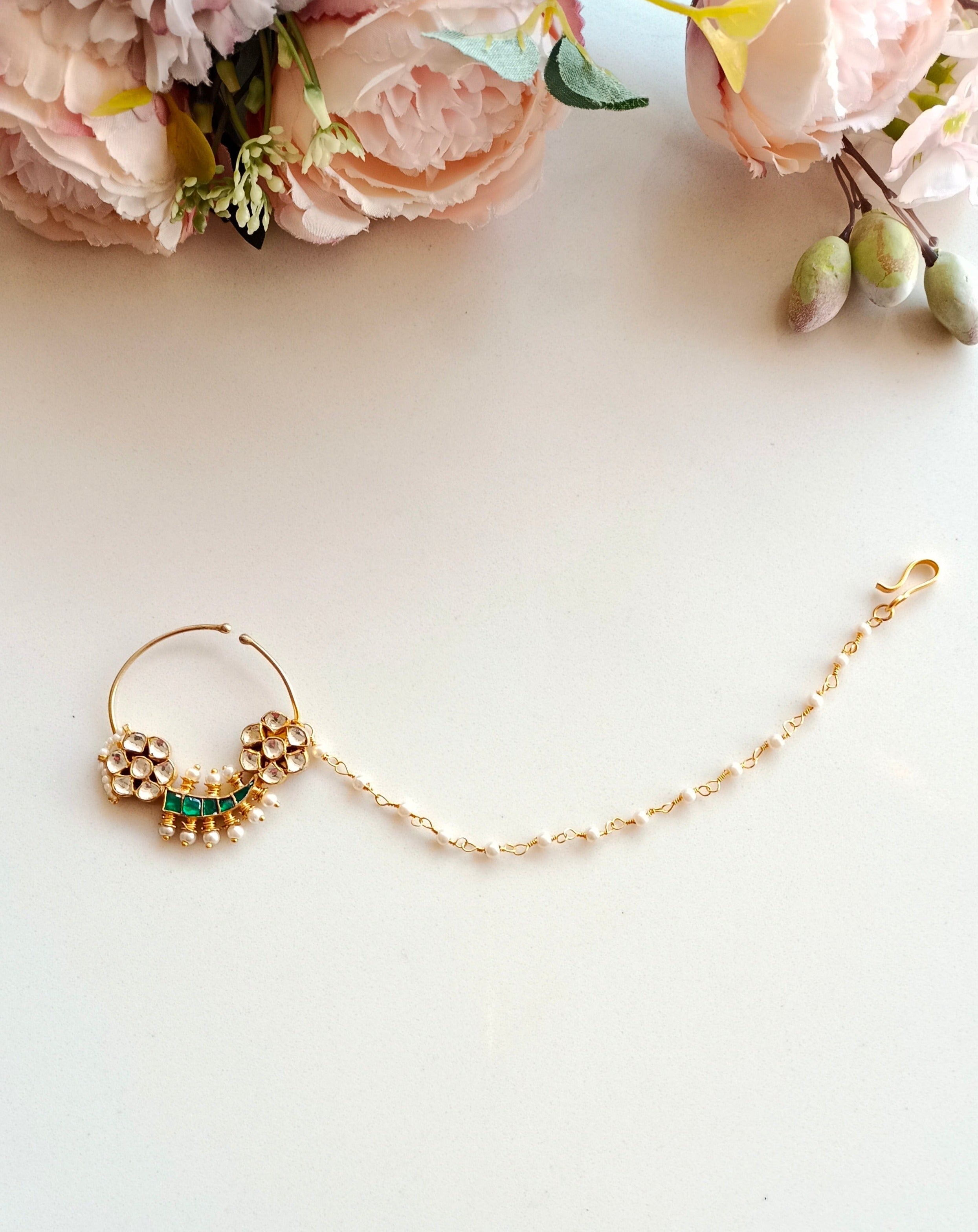 Gold plated Kundan Nose ring