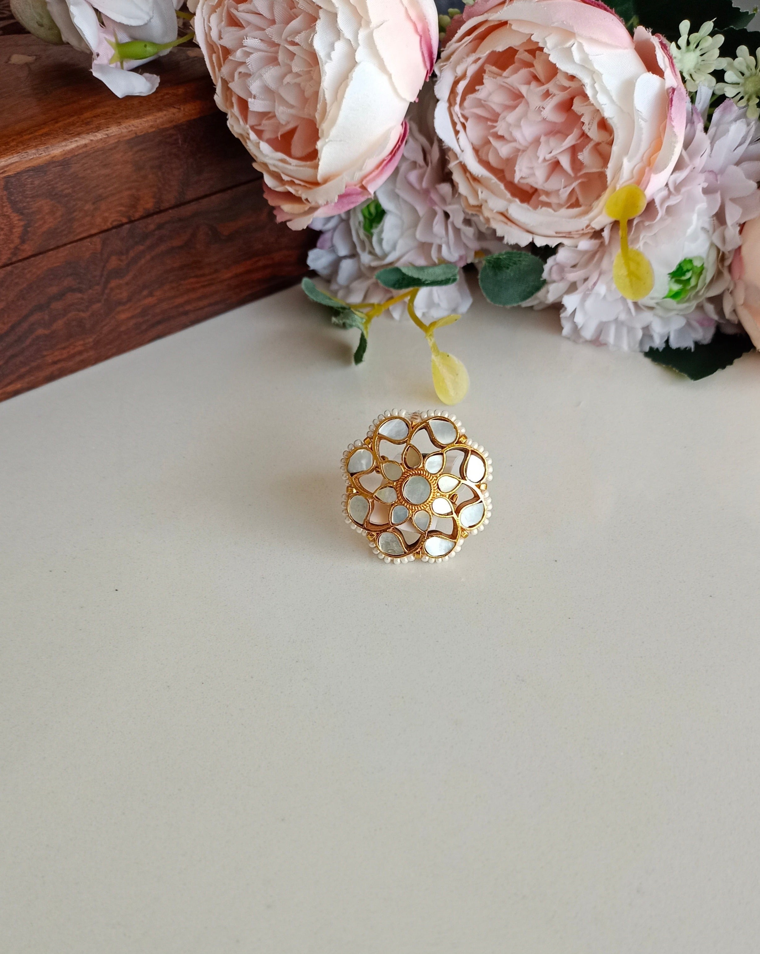 Gold plated Mother of pearl Ring