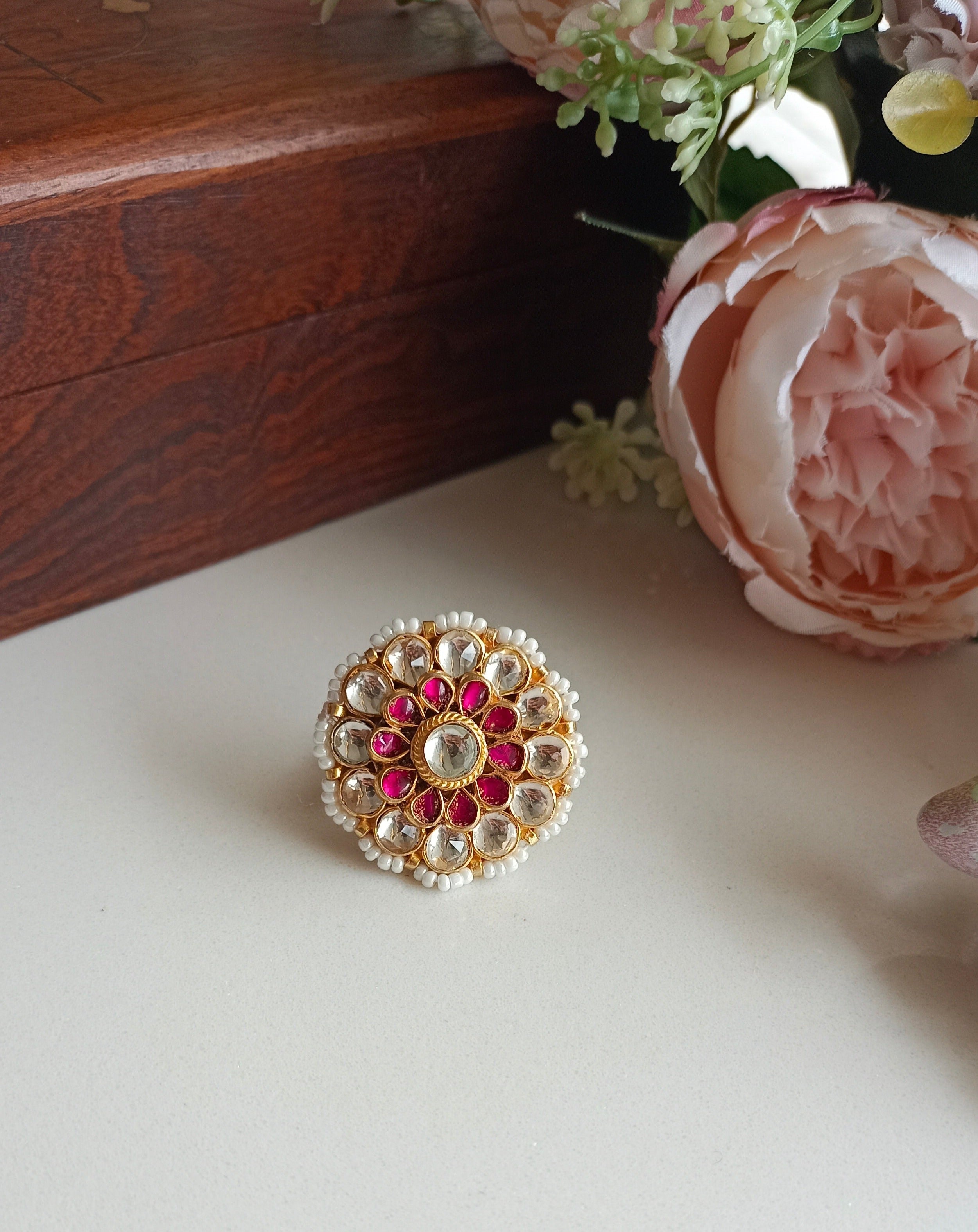 Gold plated Kundan Ring