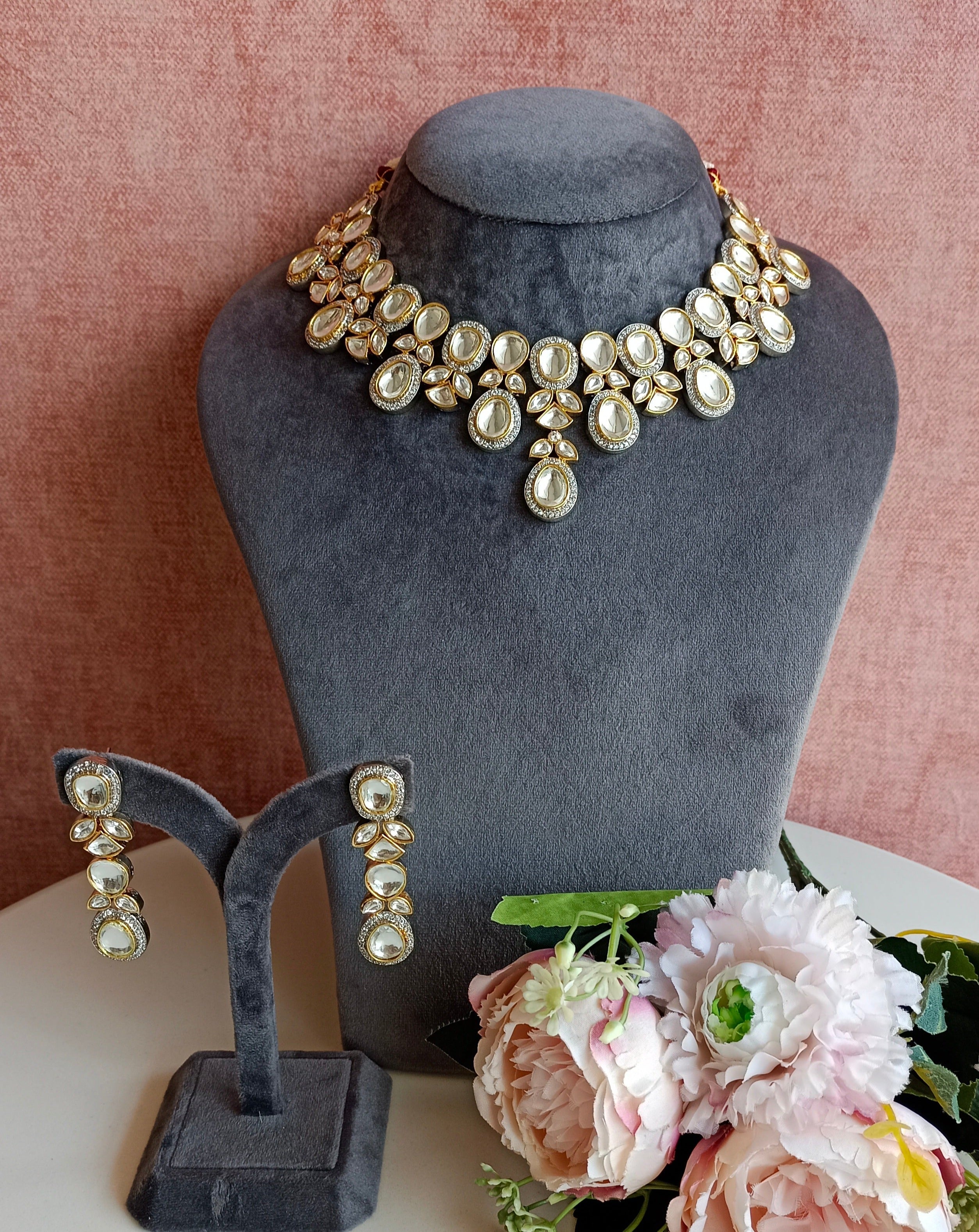 silver plating Moissanite Necklace Set