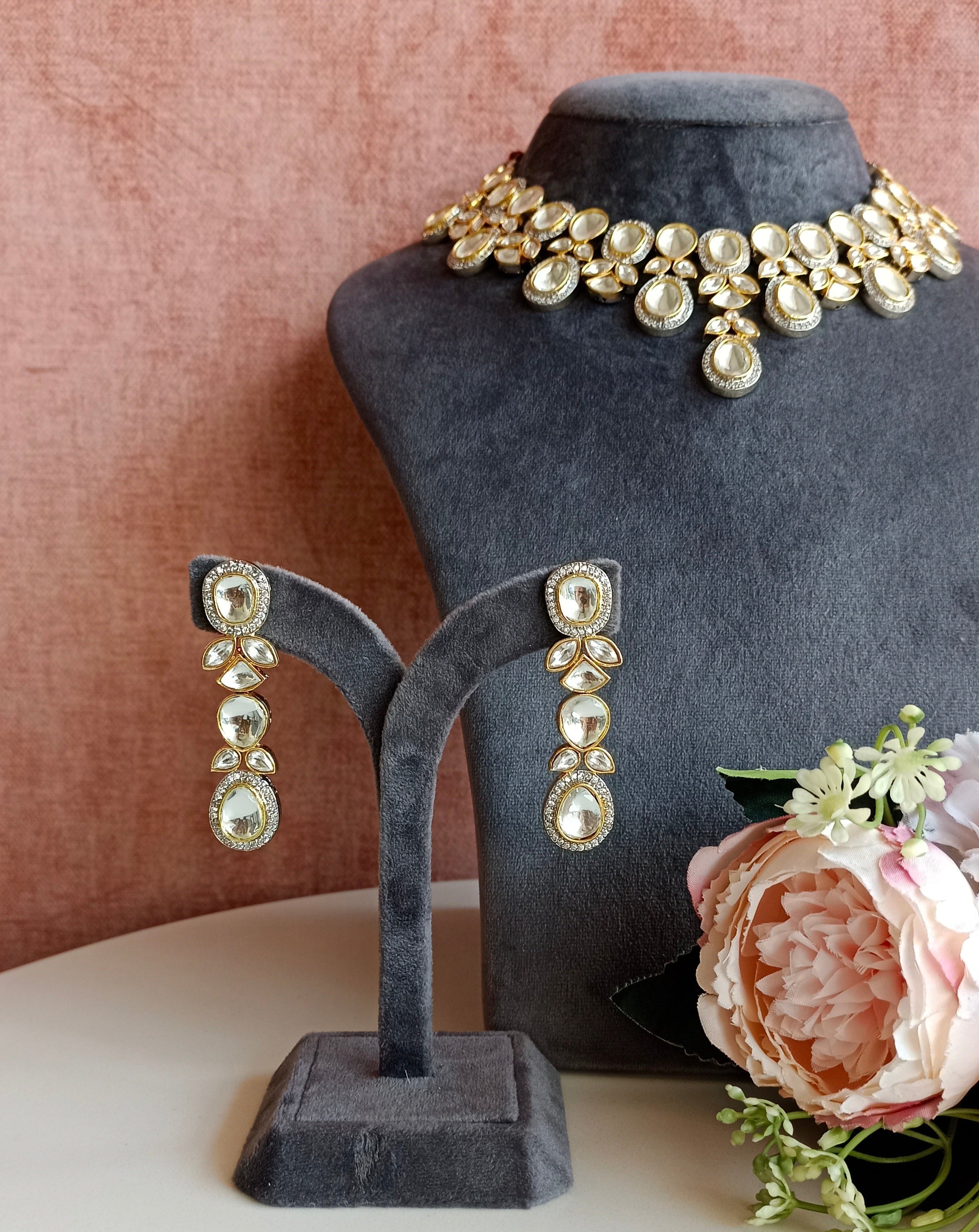 silver plating Moissanite Necklace Set