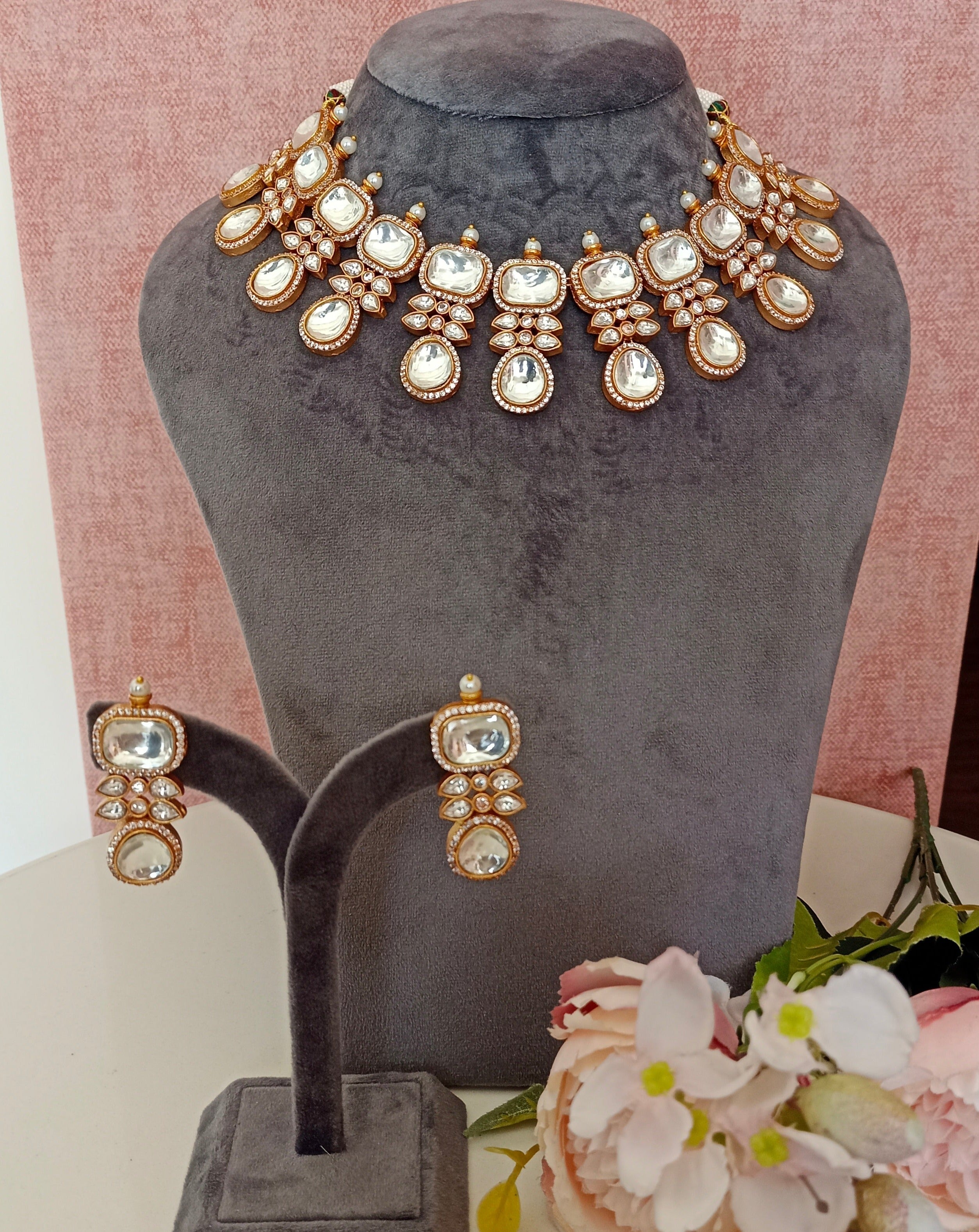 Gold plated Moissanite necklace set
