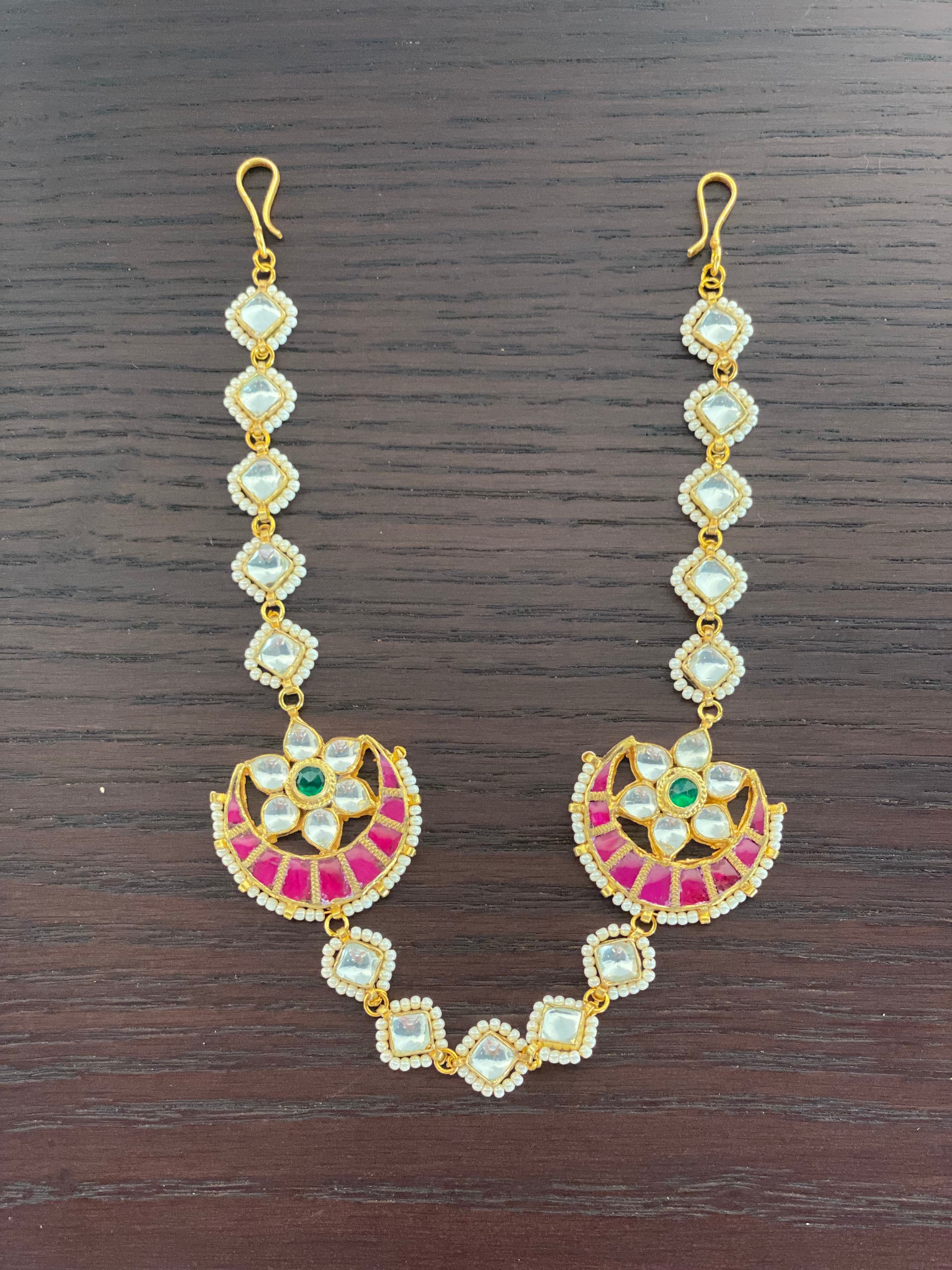 Pink Kundan Sheeshphool