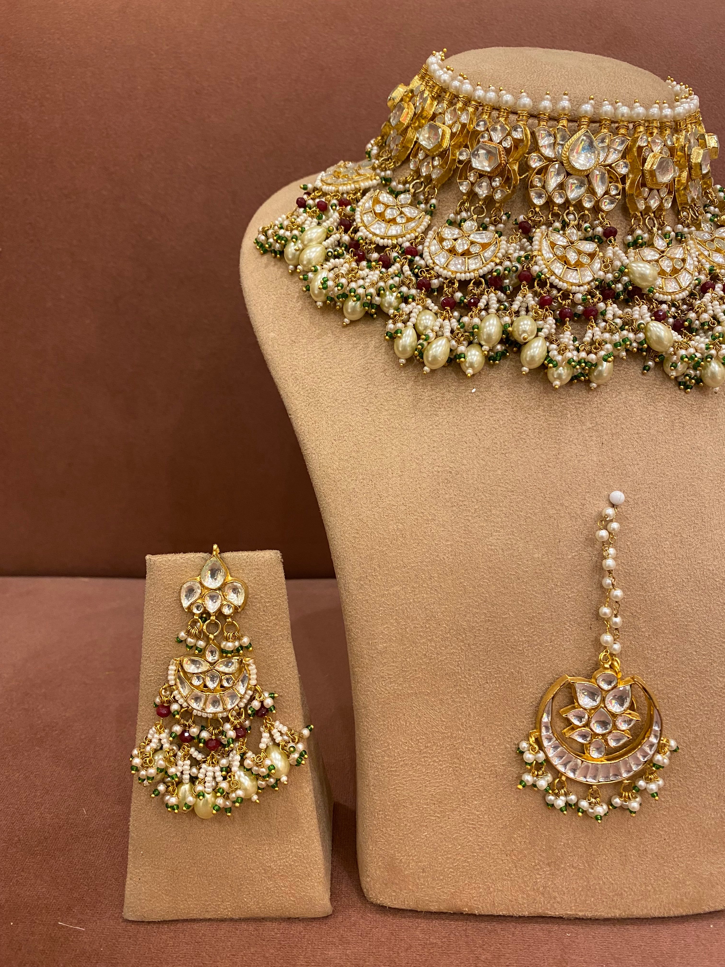 Kundan Gold plated Choker set with Tikka and Earrings