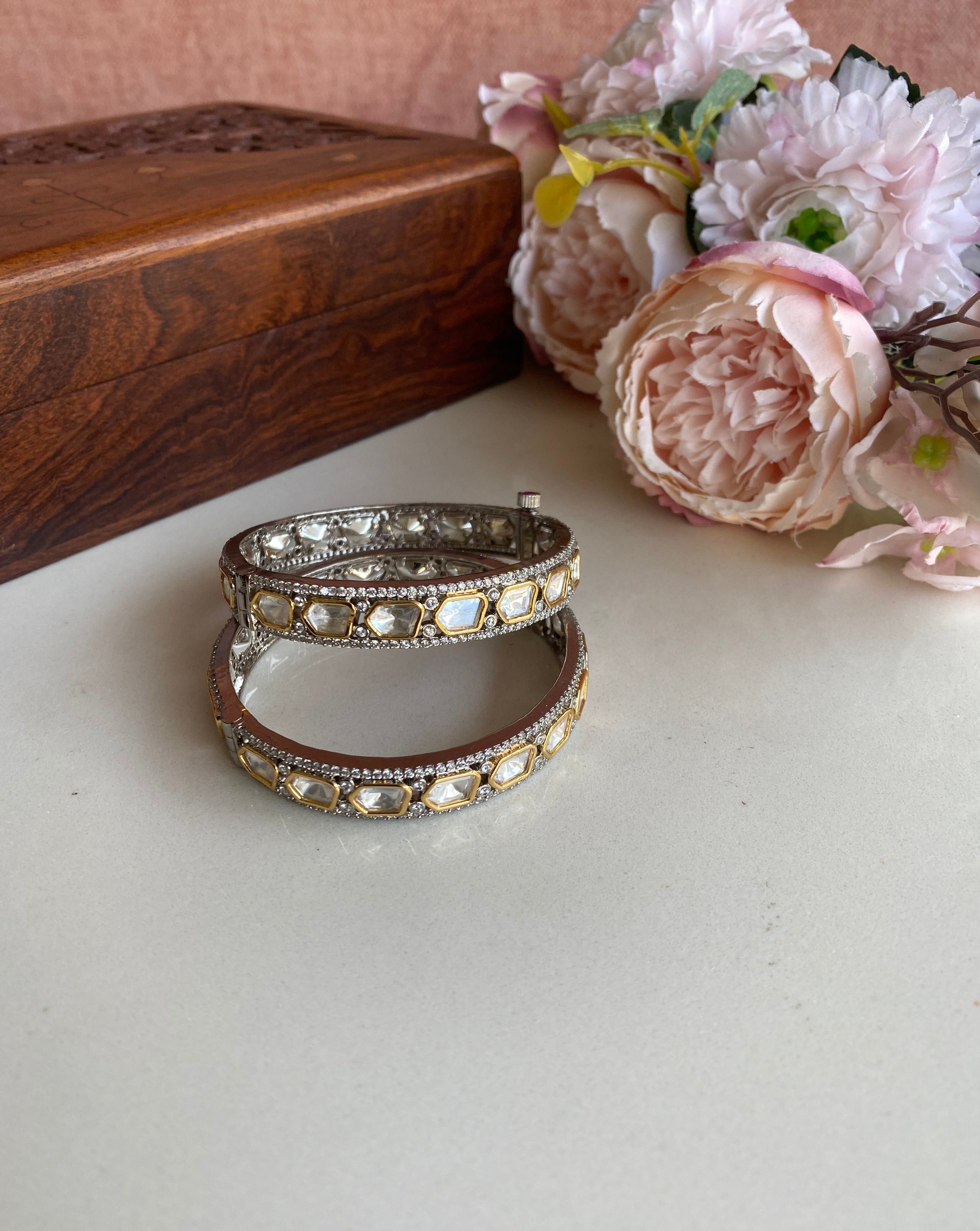 Silver plated Moissanite Bangles