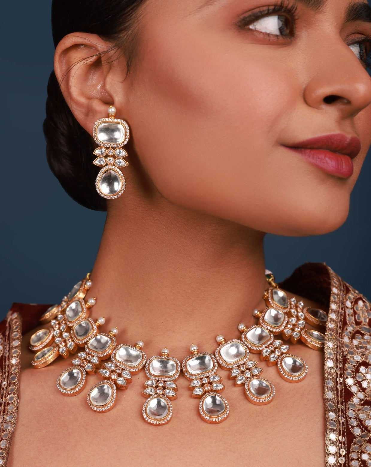 Gold plated Moissanite necklace set