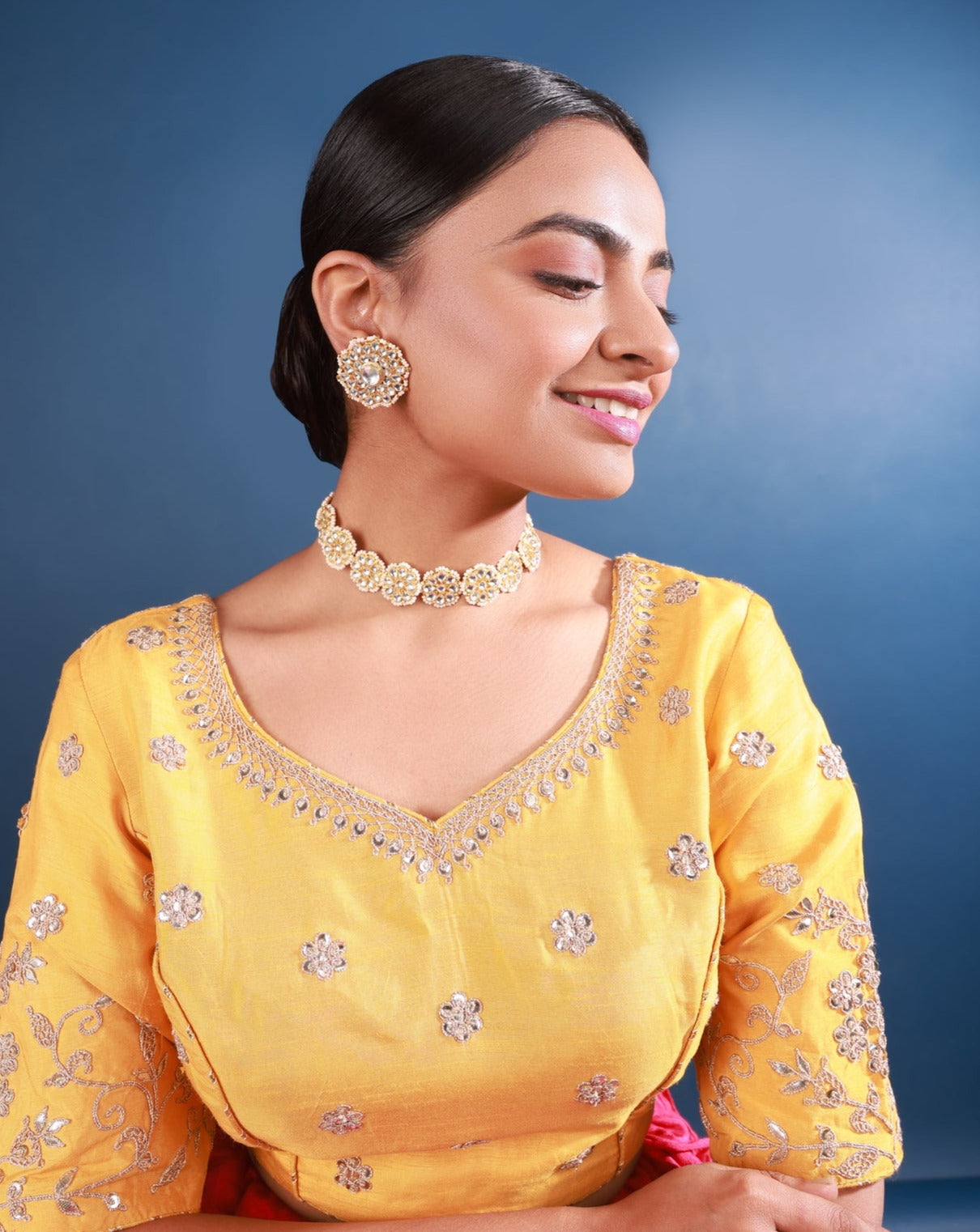 Gold Plated Kundan Floral Choker set