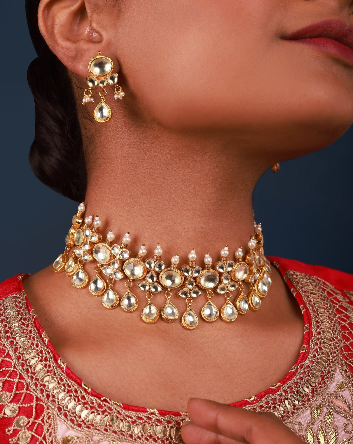 Gold plated Kundan Choker Set