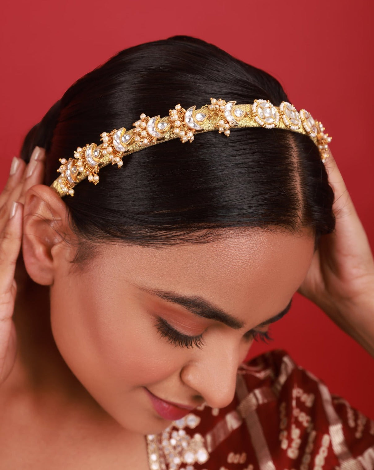 Gold Plated Kundan Hairband