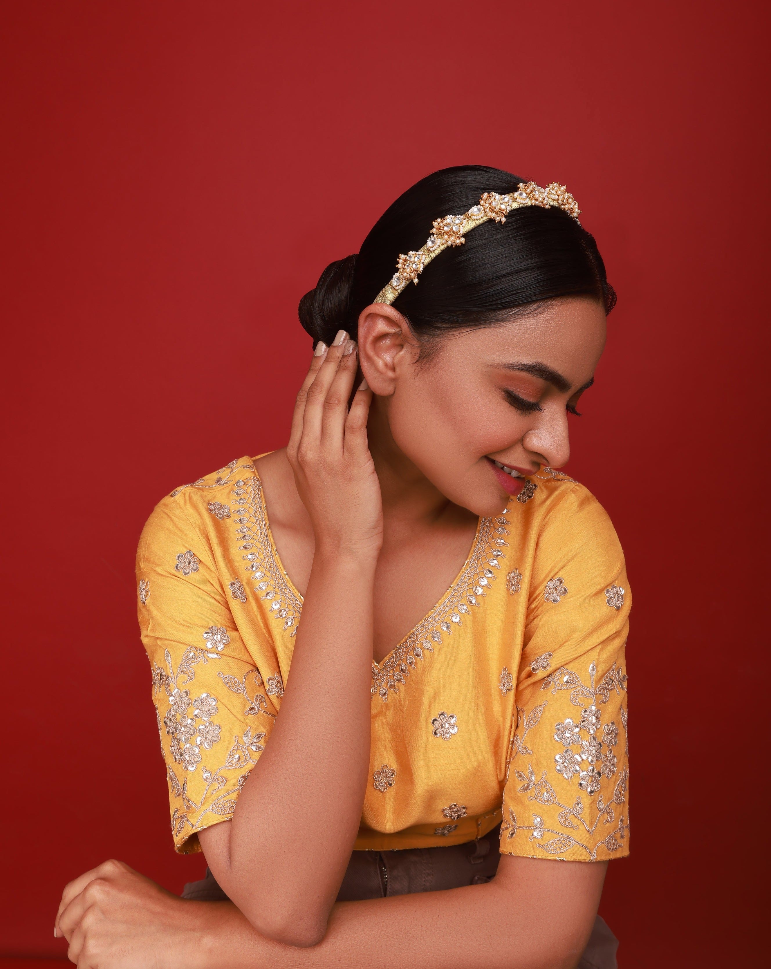 Gold Plated Kundan Hairband