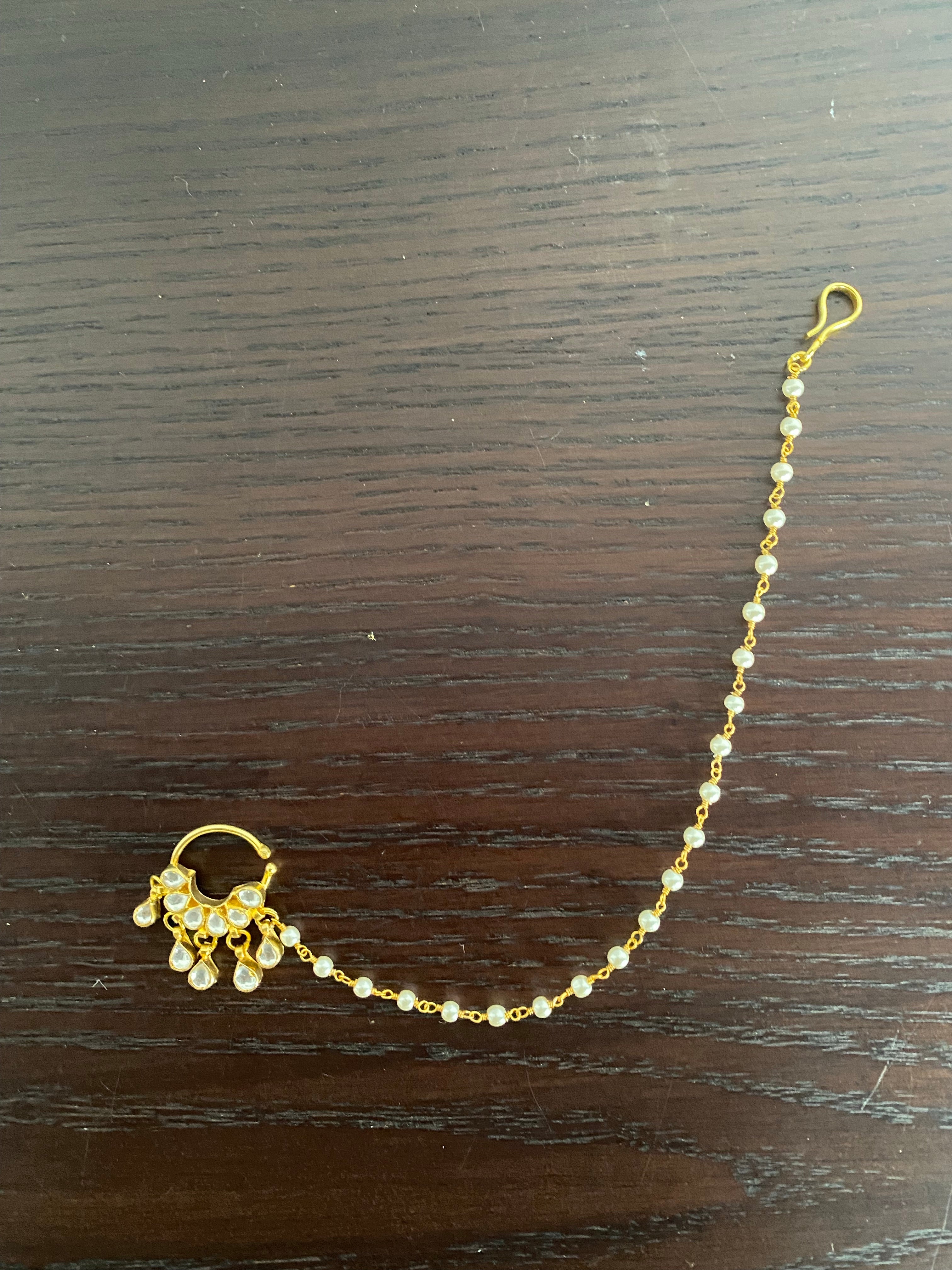 Gold plated Kundan Nose ring