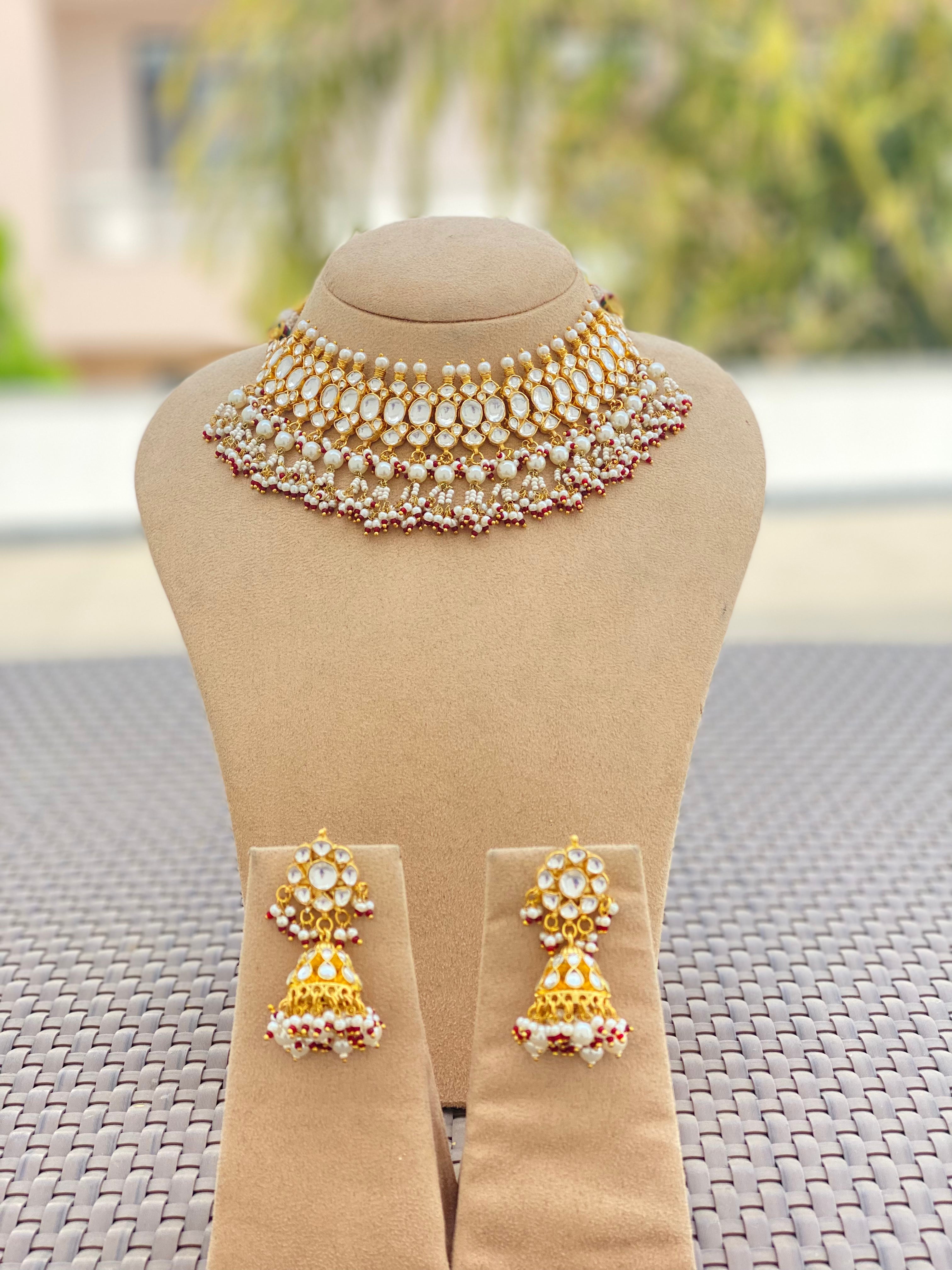 Kundan Gold plated necklace with Jhumka