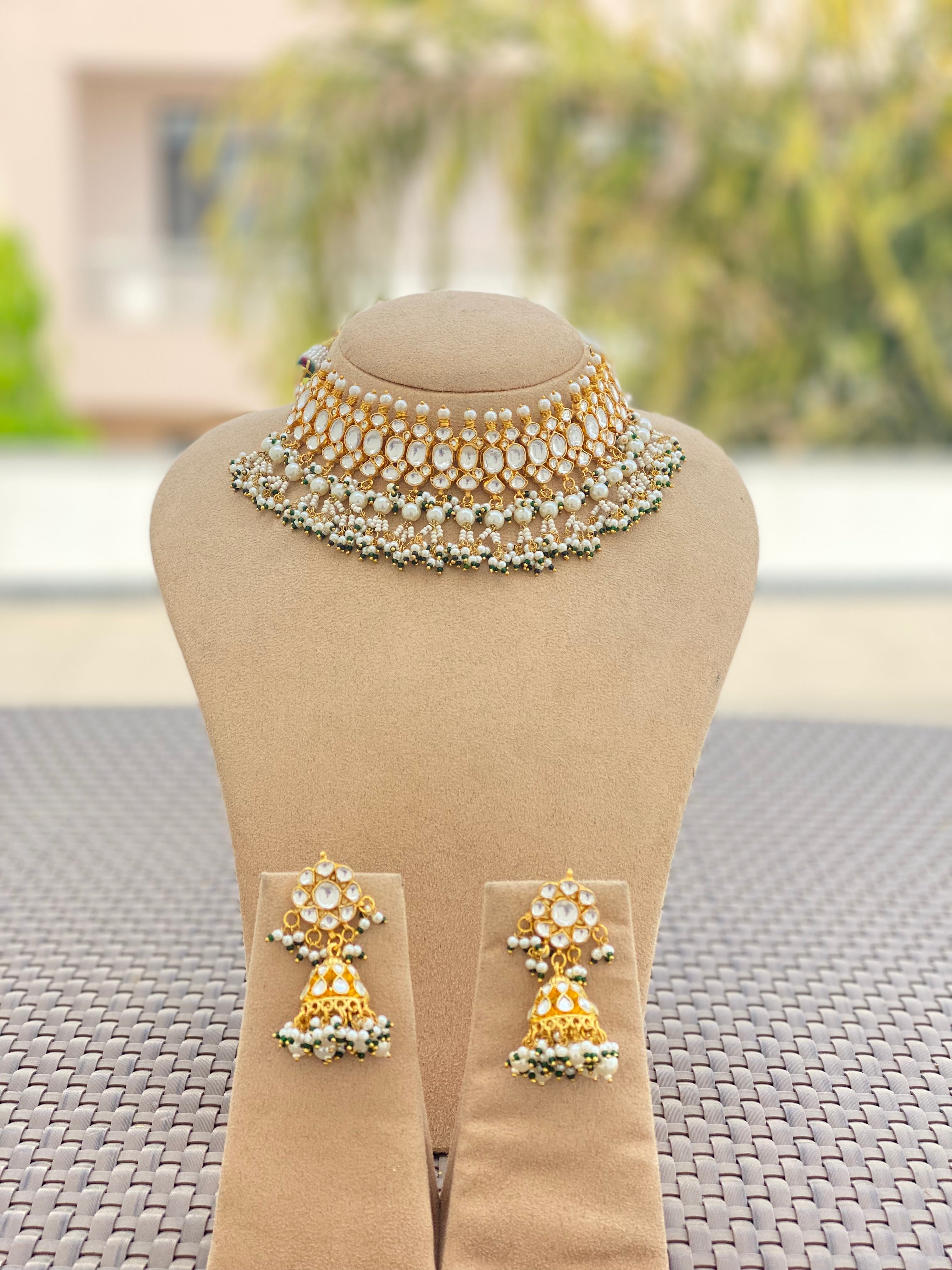 Kundan Gold plated necklace with Jhumka