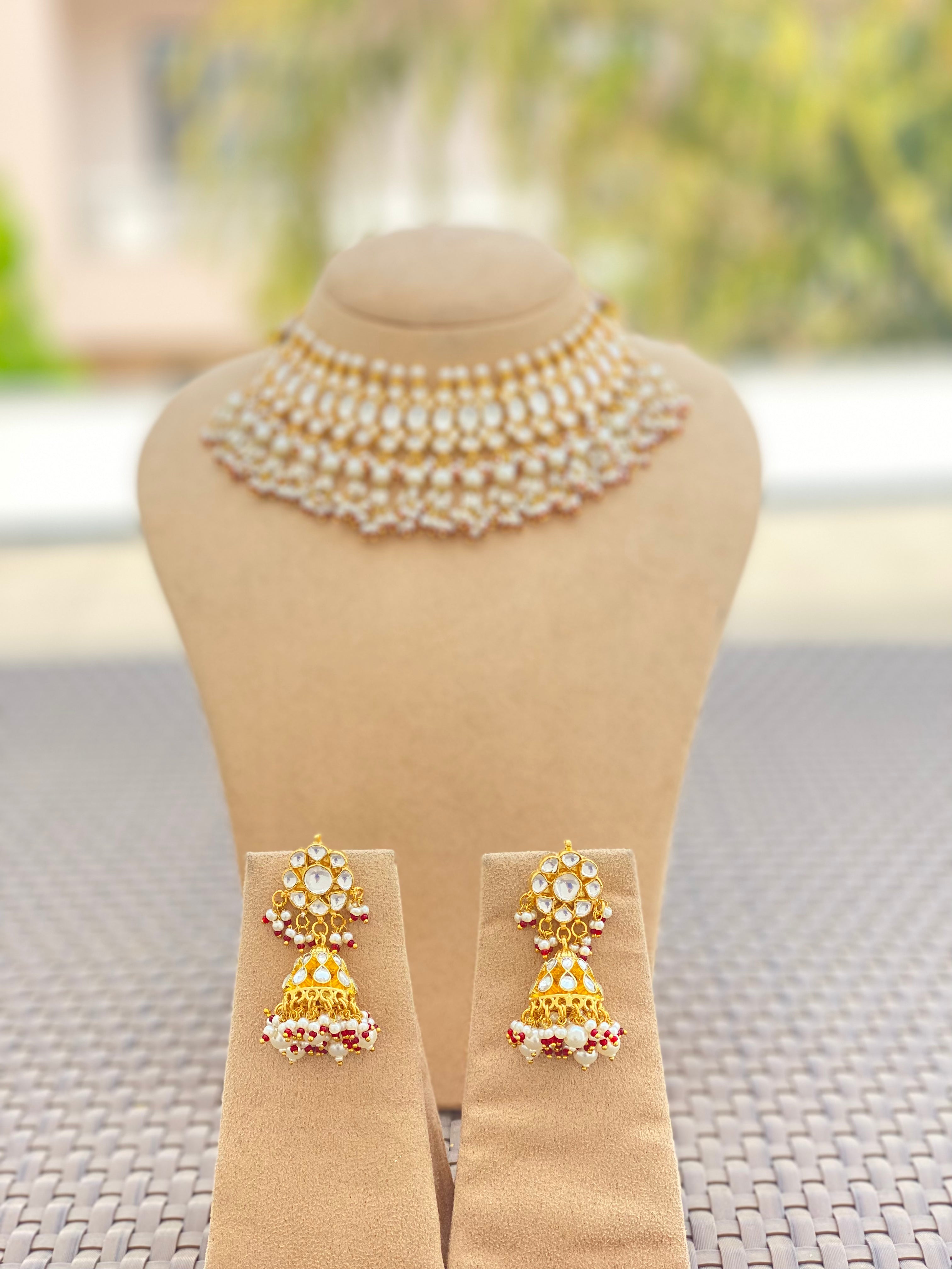 Kundan Gold plated necklace with Jhumka