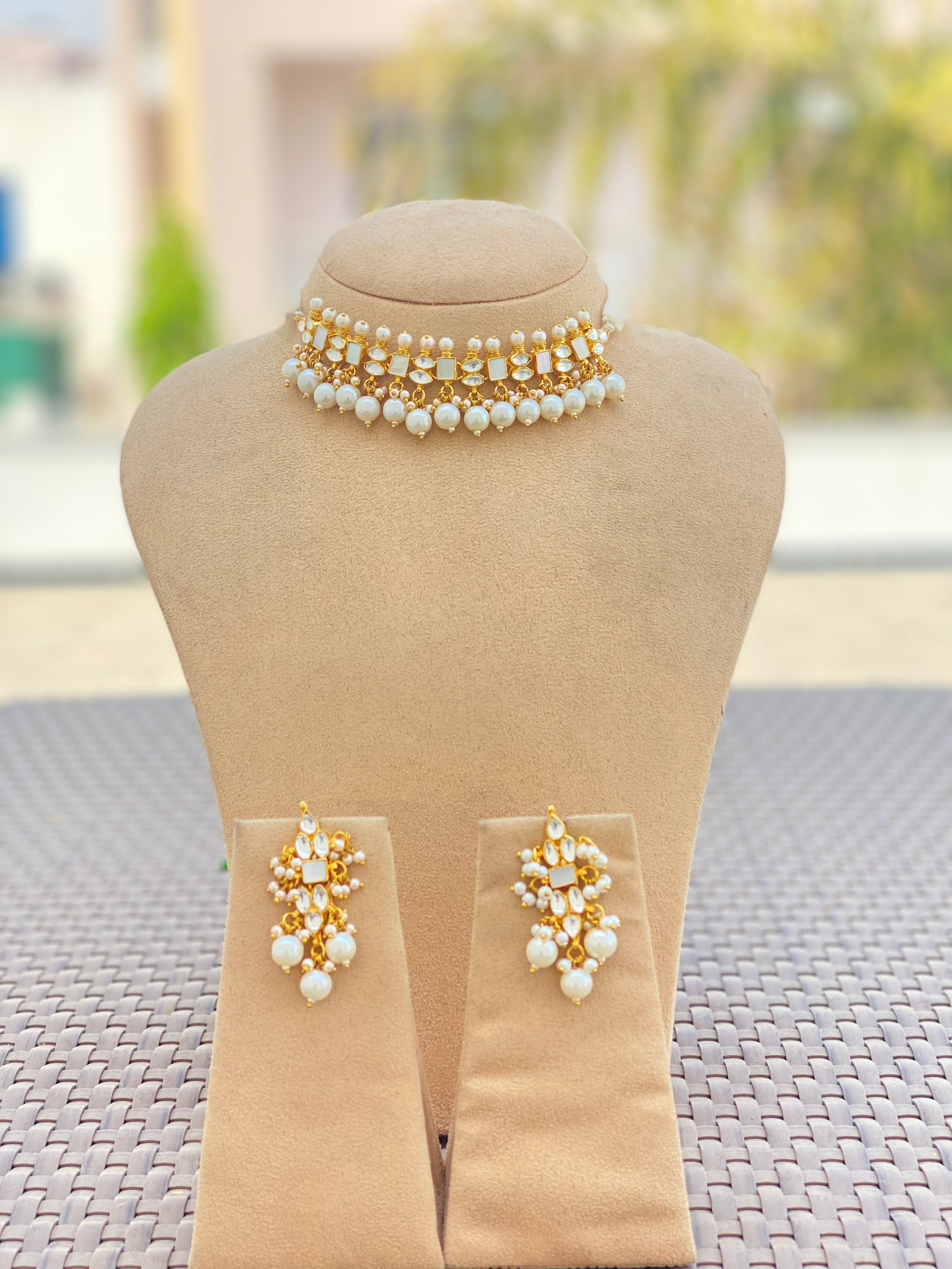 Mother of pearl Gold plated Choker Set