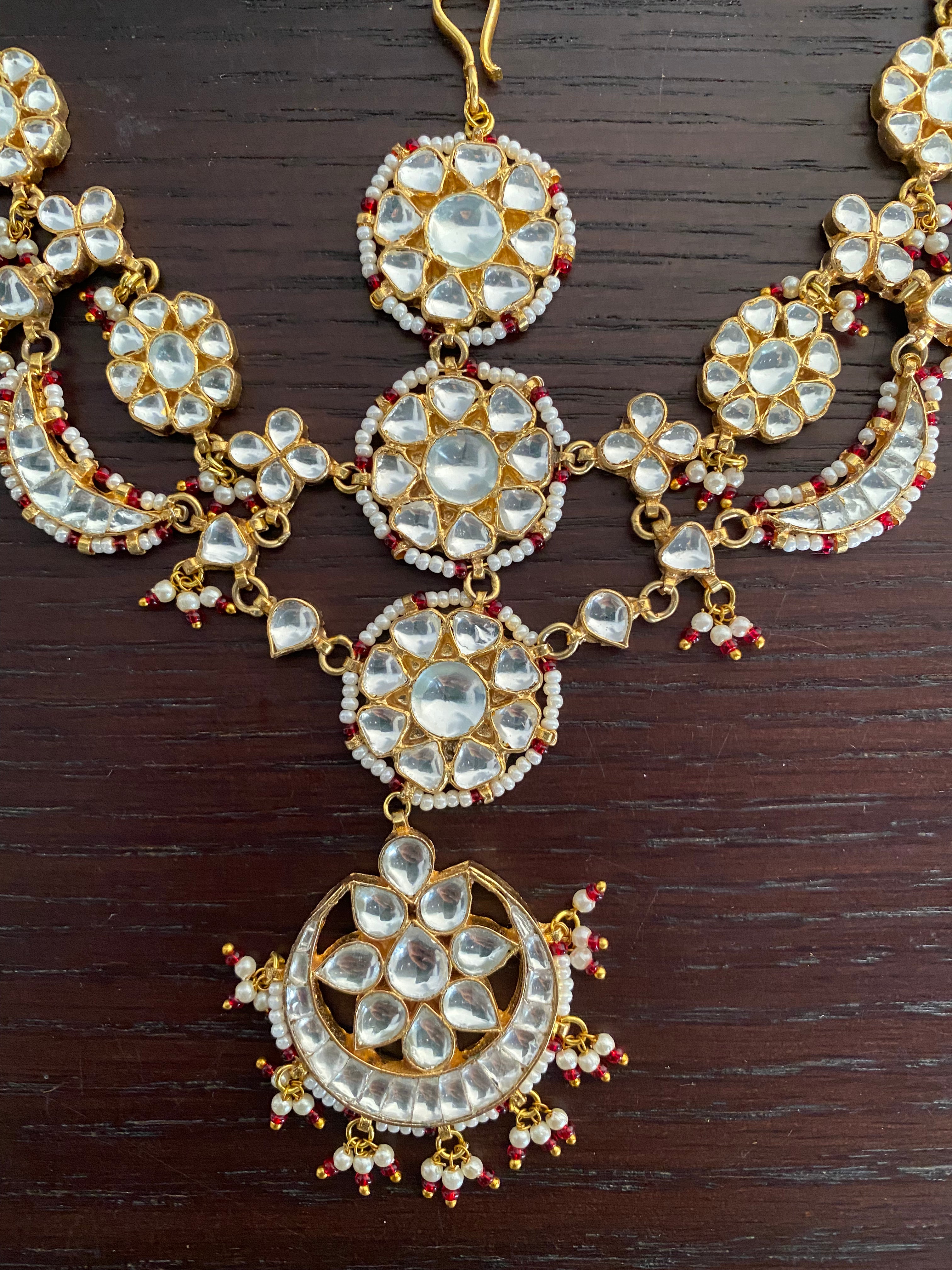Gold plated Kundan sheeshphool with tikka