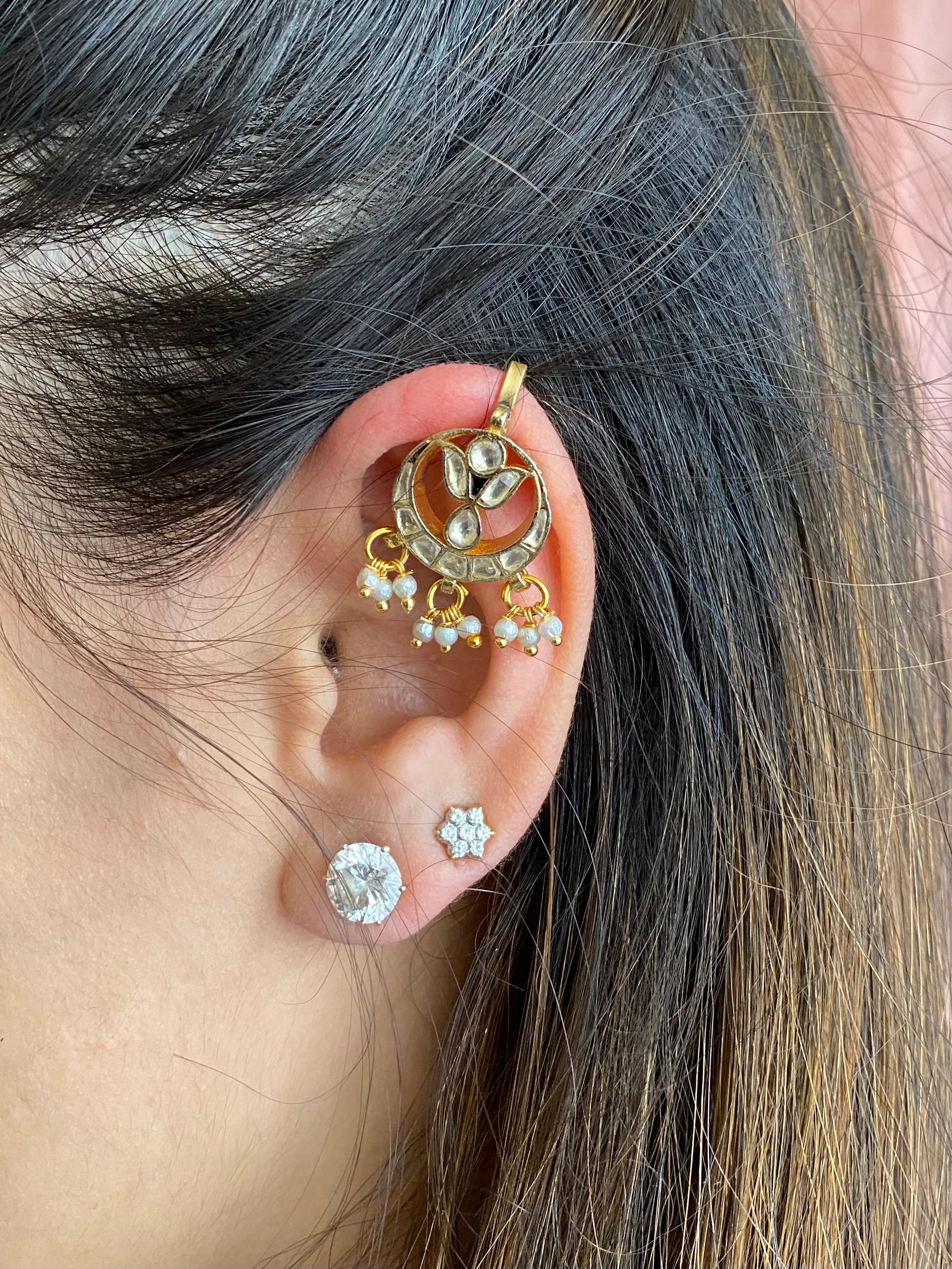 Gold plated Kundan Ear Cuff
