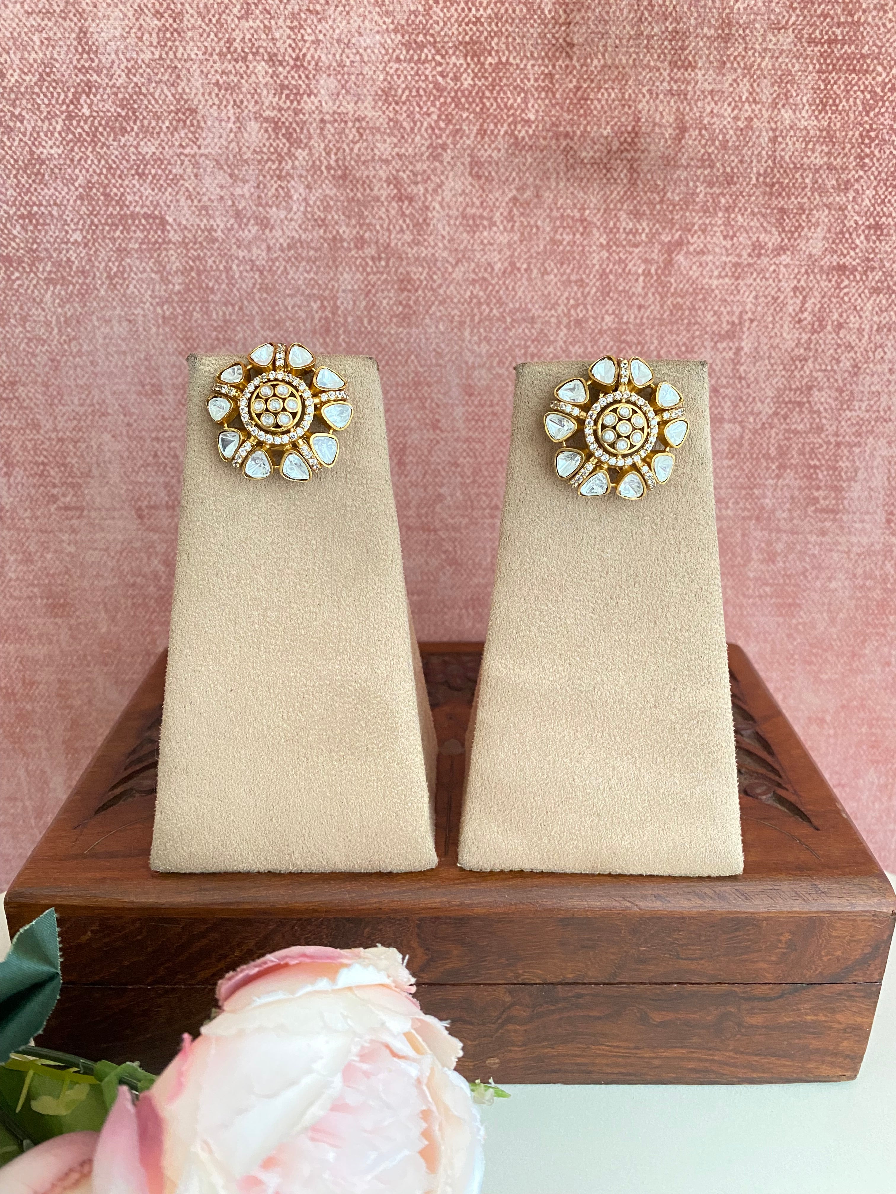 Gold plated Moissanite Studs