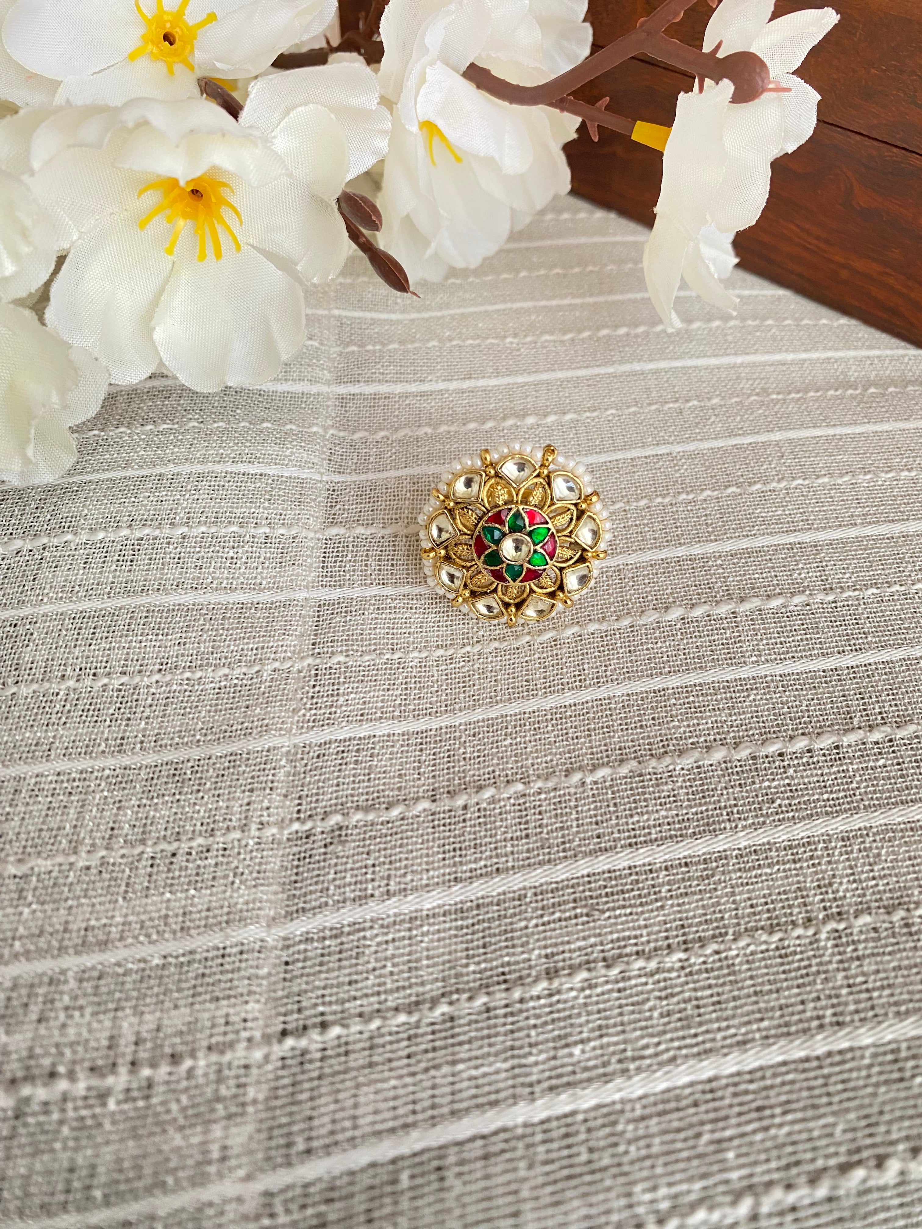 Gold plated Kundan Ring