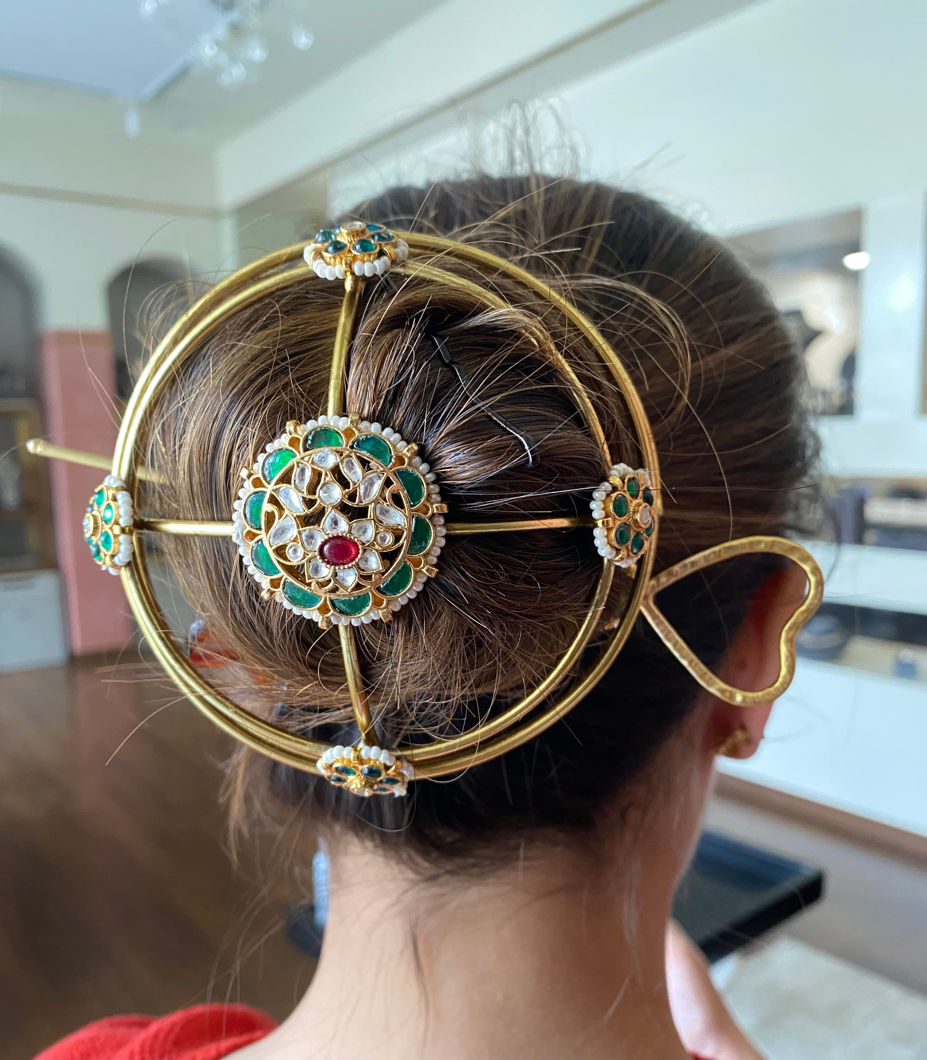 Kundan Hair Bun Holder with Juda Stick