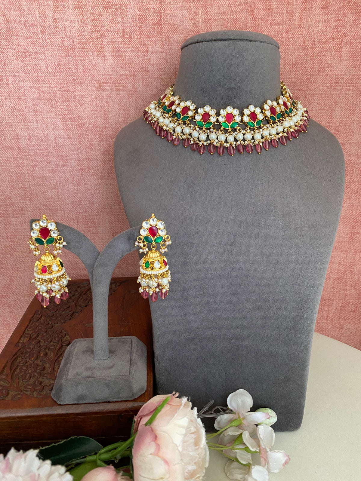 Gold plated Kundan Necklace Set
