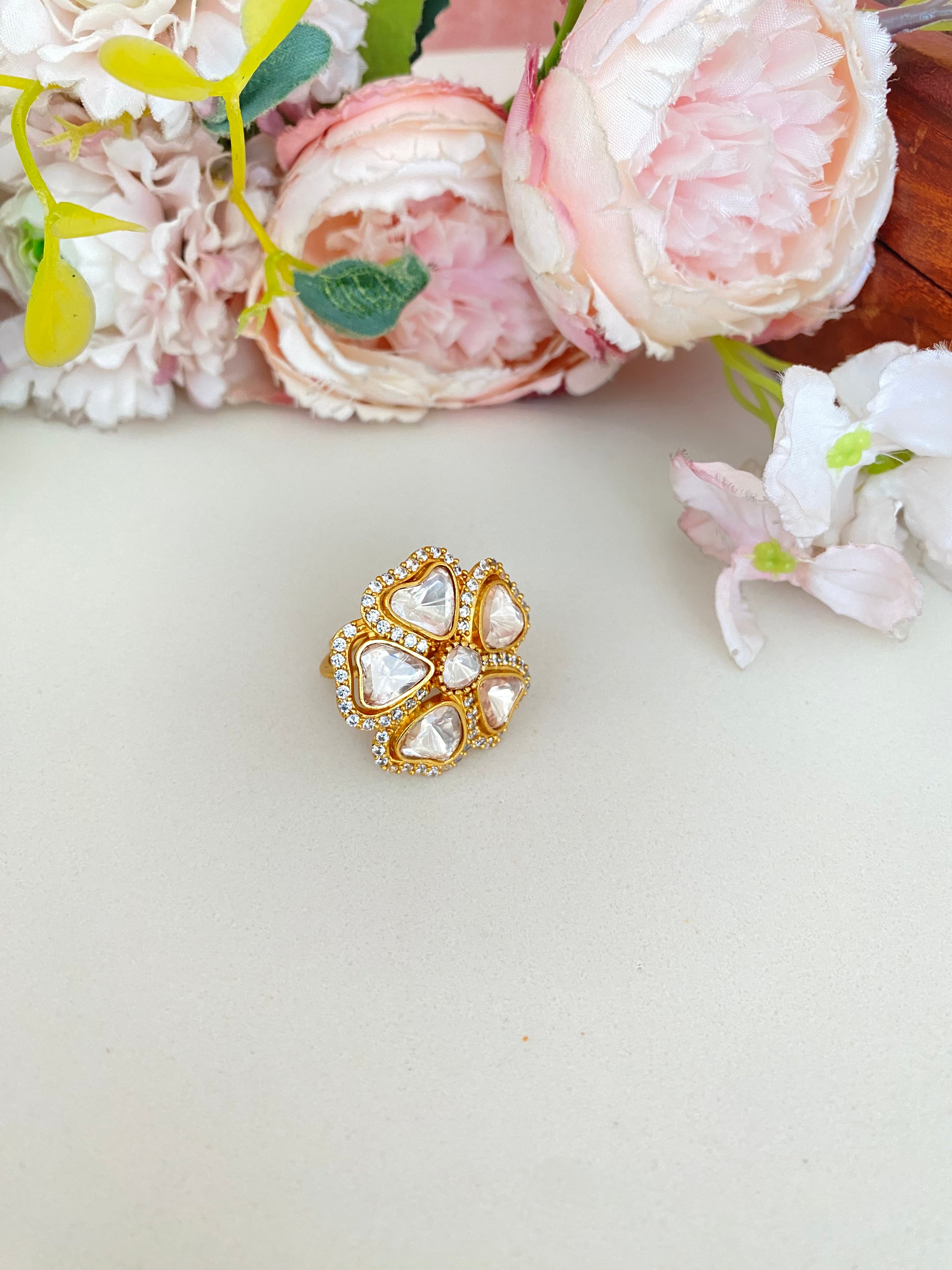 Moissanite Polki Ring