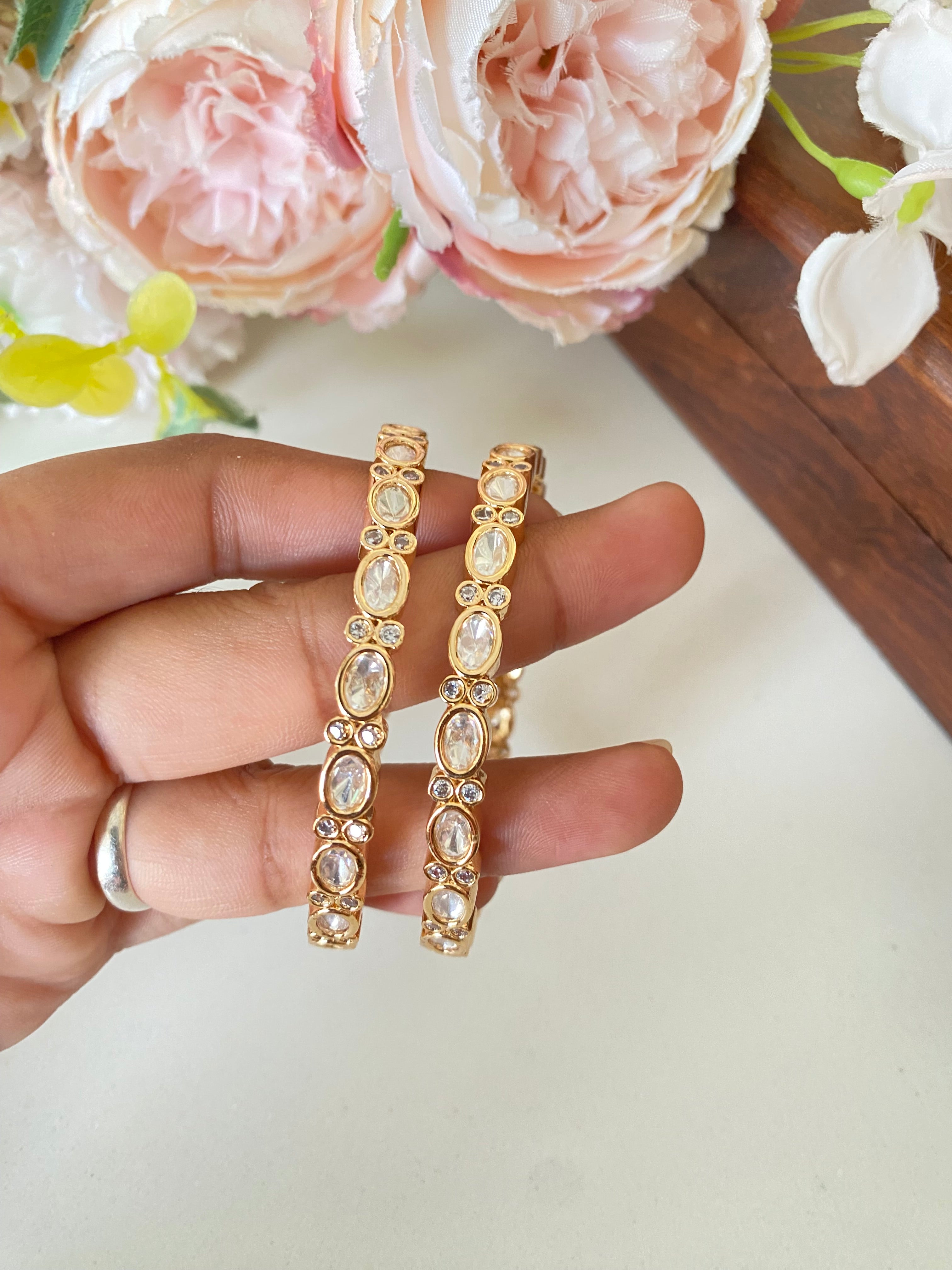 Gold plated Moissanite Bangles