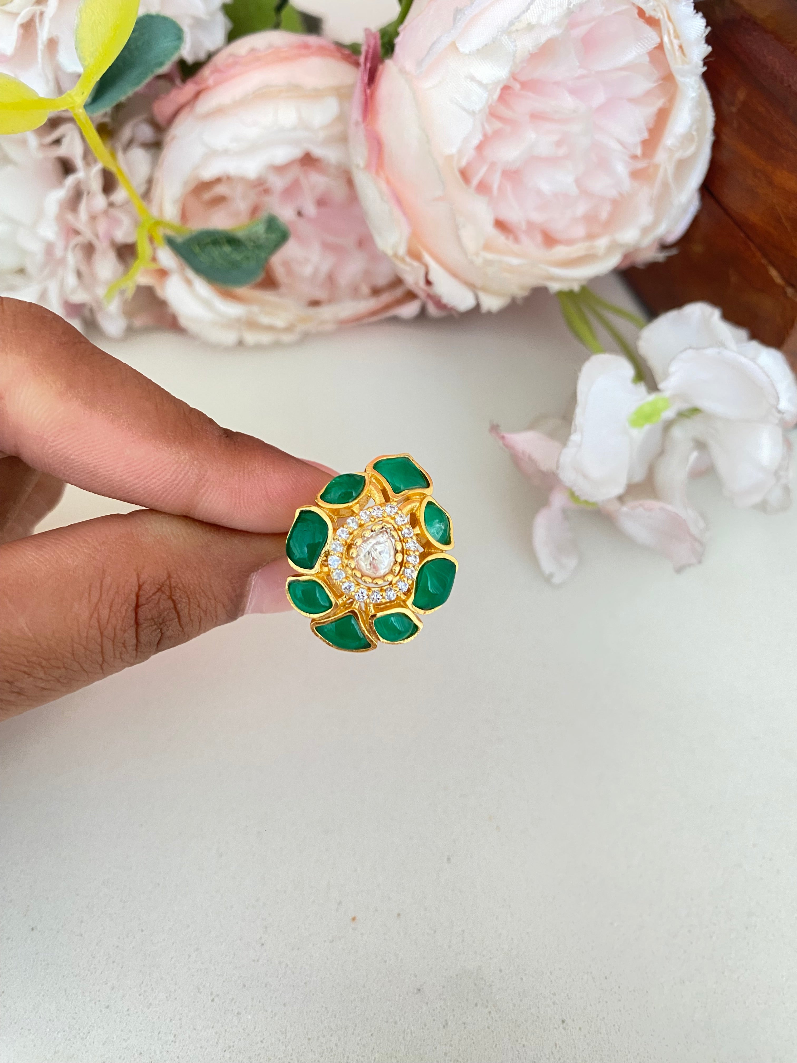 Green Moissanite Ring